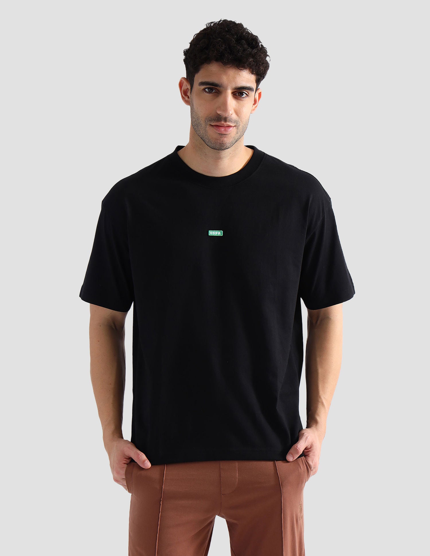 Pure Cotton Oversized OEE04 Lounge T-Shirt Black - U.S. POLO ASSN. | Large