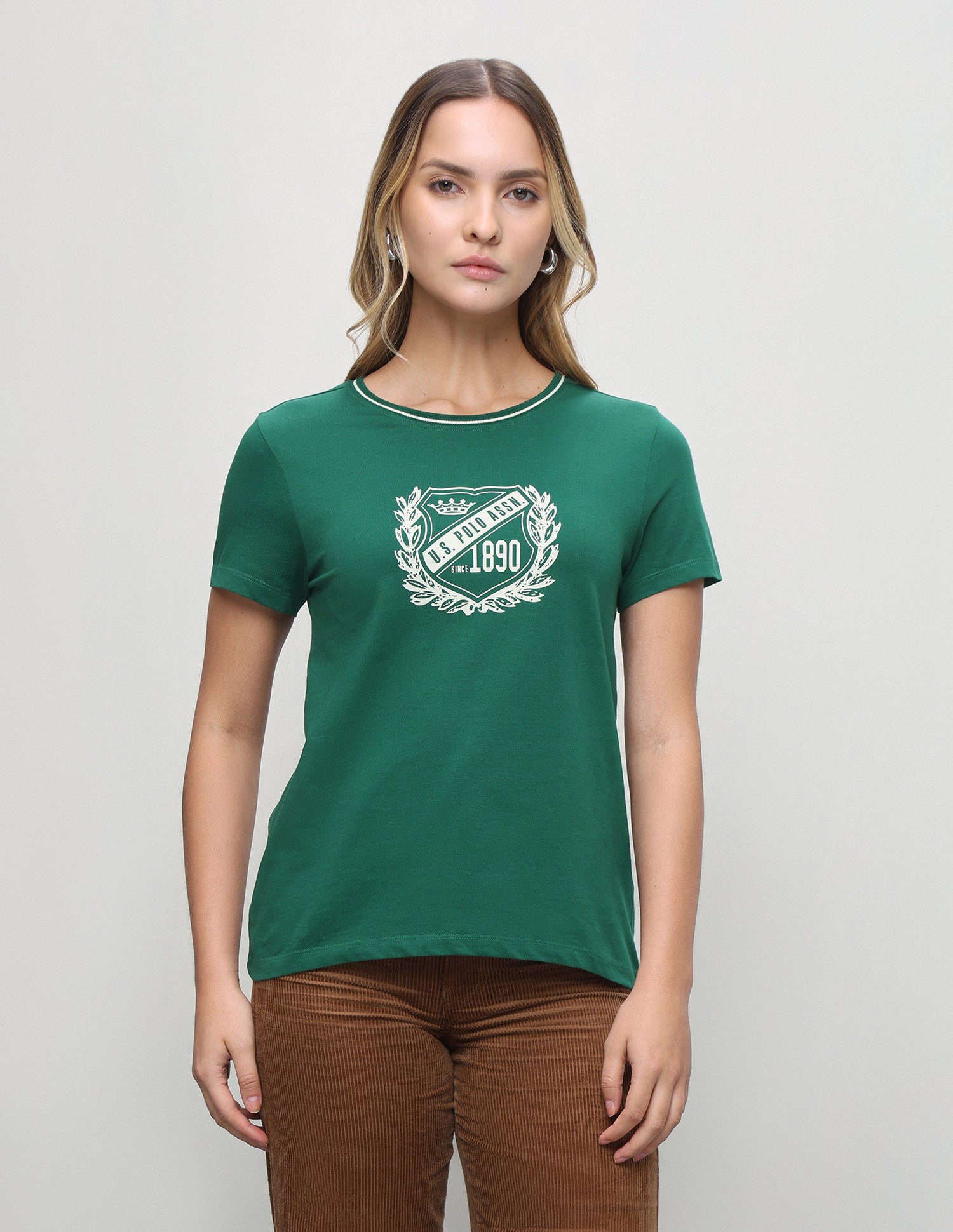 Graphic Brand Printed Regular Fit T-Shirt Dark Green - U.S. Polo Assn. India | Large