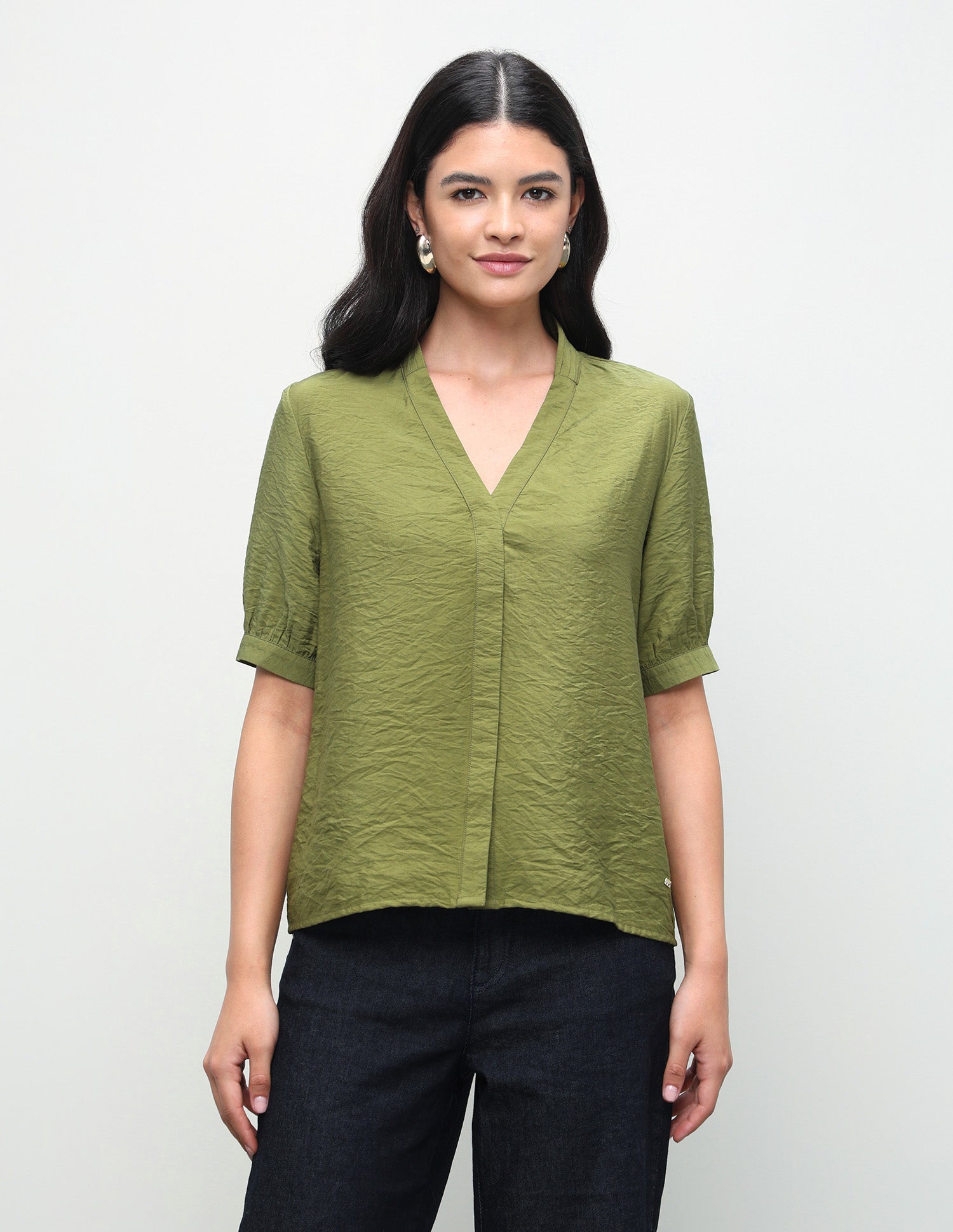 Solid Regular Fit Top Olive - U.S. Polo Assn. India | Large