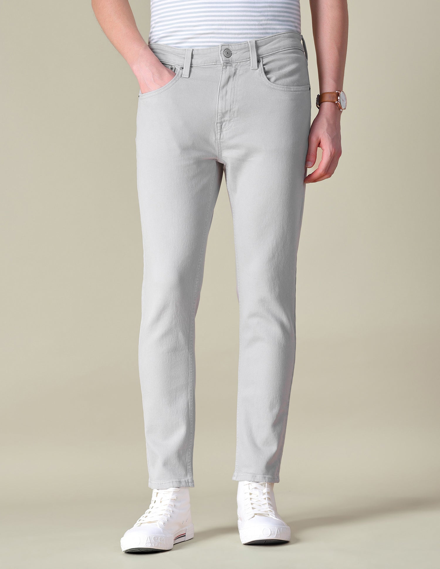 Cole Comfort Cropped Fit Grey Jeans Light Grey - U.S. POLO ASSN. | Large