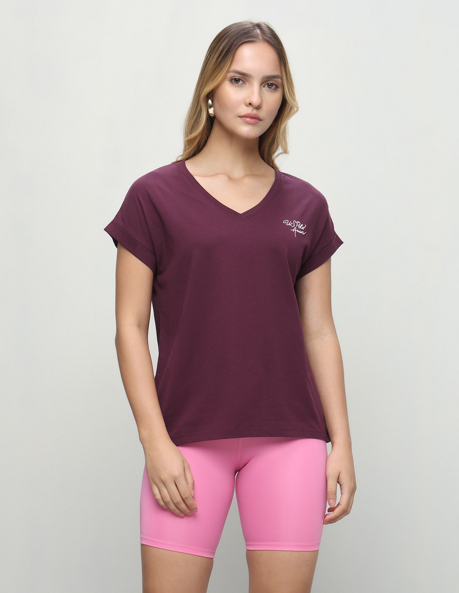Solid Regular Fit T-Shirt Wine - U.S. Polo Assn. India | Large