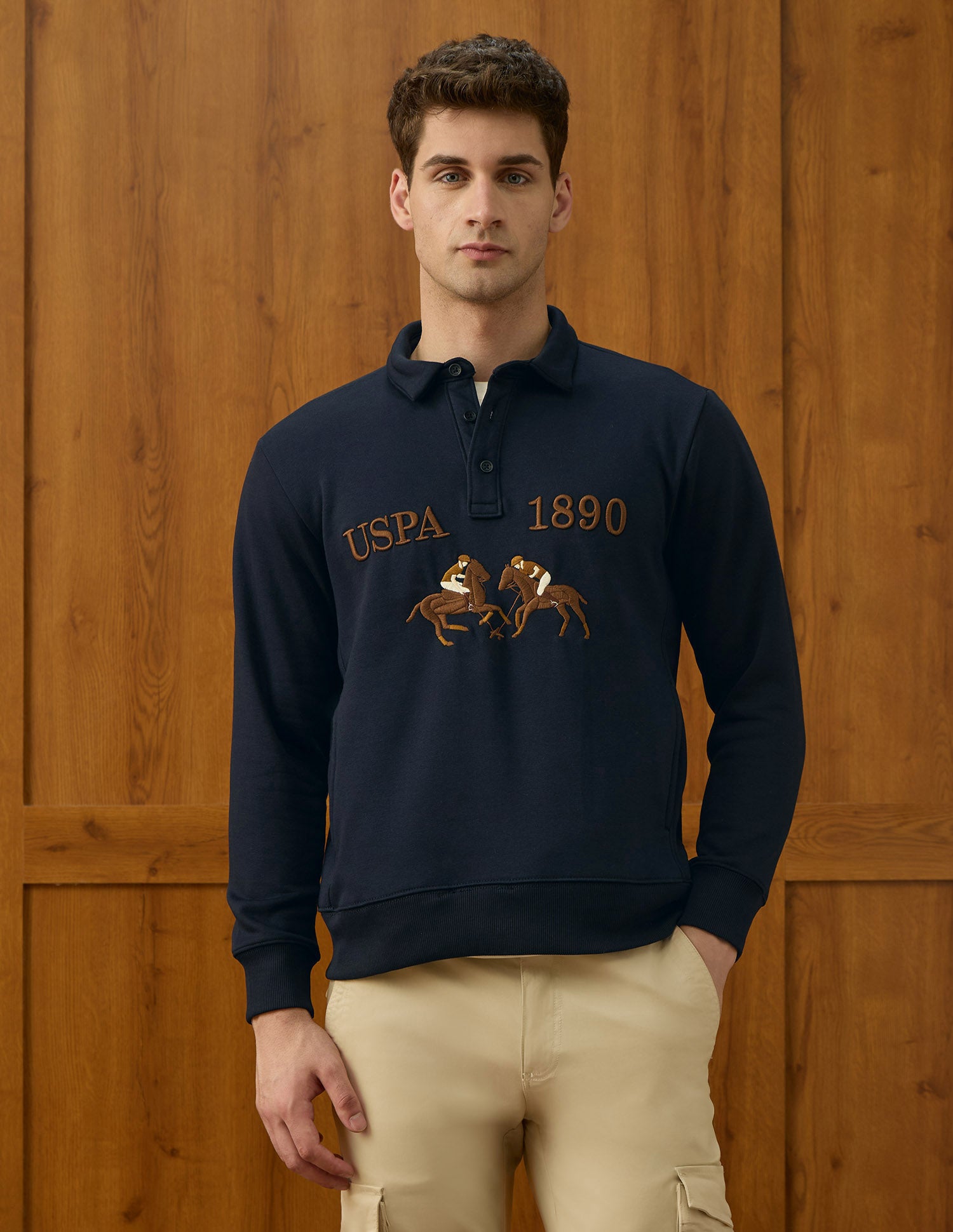 Brand Embroidered Equestrian Aisle Theater Sweatshirt Navy - U.S. POLO ASSN. | Large