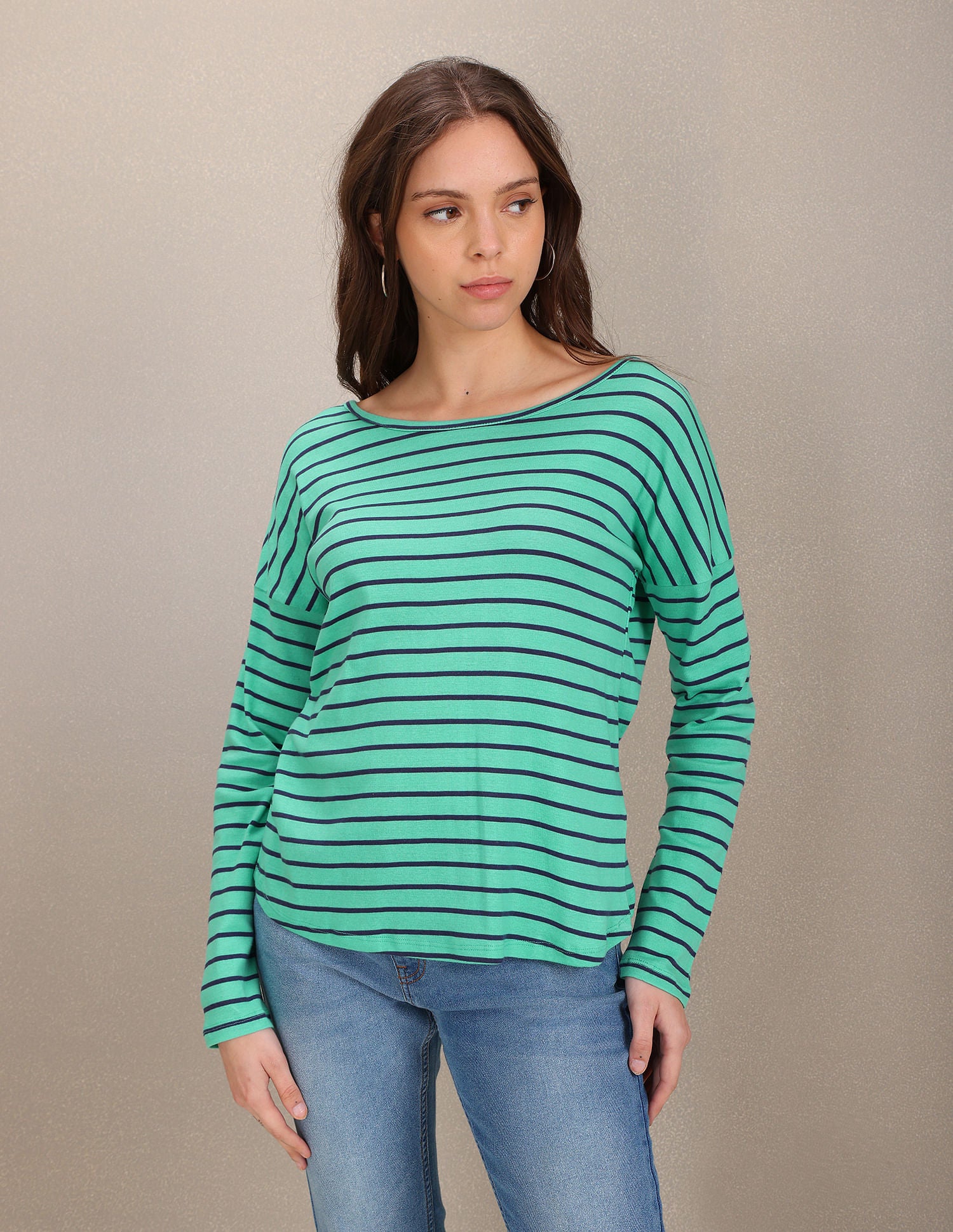 Stylised Back Horizontal Stripe Top Green - U.S. Polo Assn. India | Large