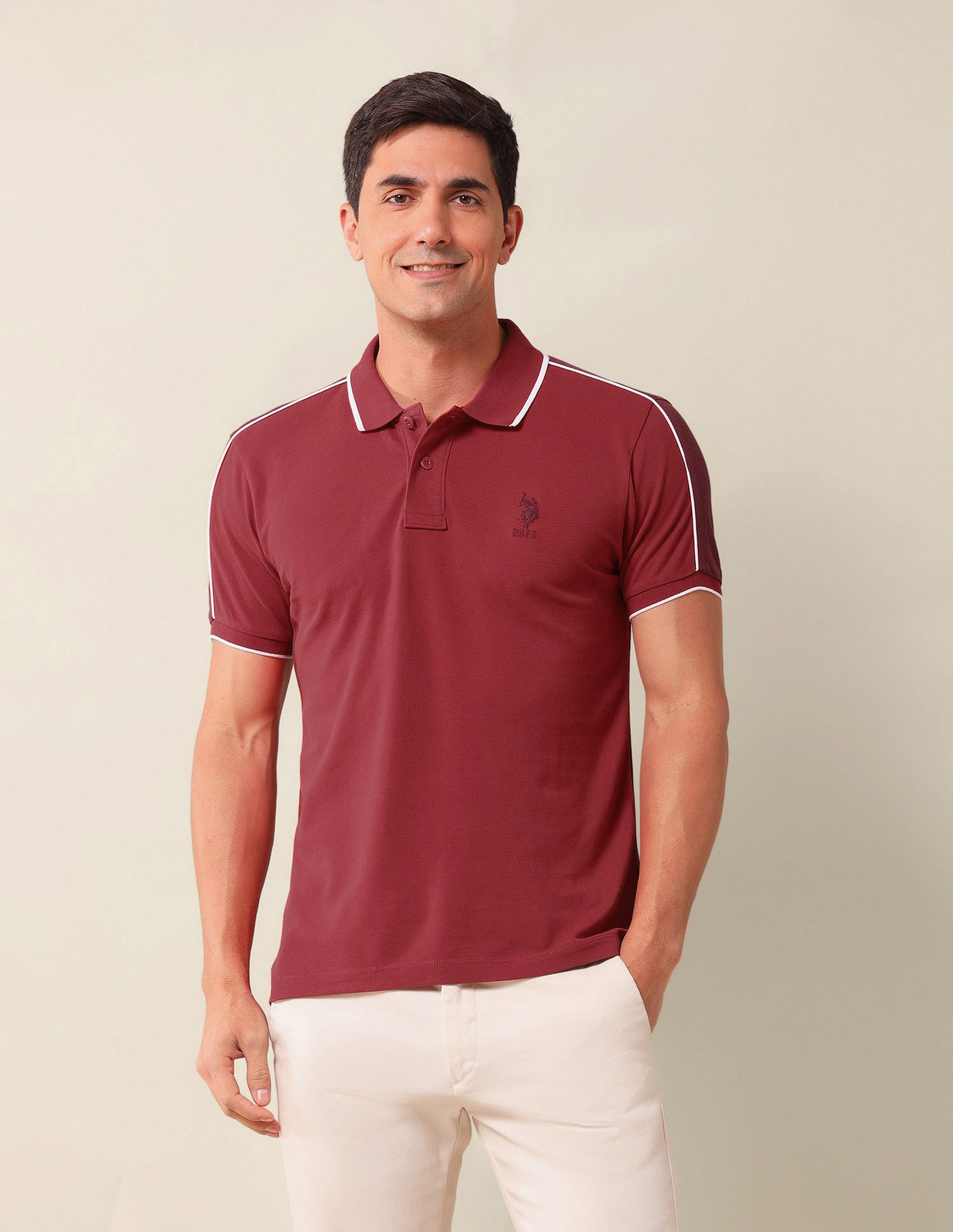 Colourblocked Slim Fit Polo Shirt Red - U.S. Polo Assn. India | Large