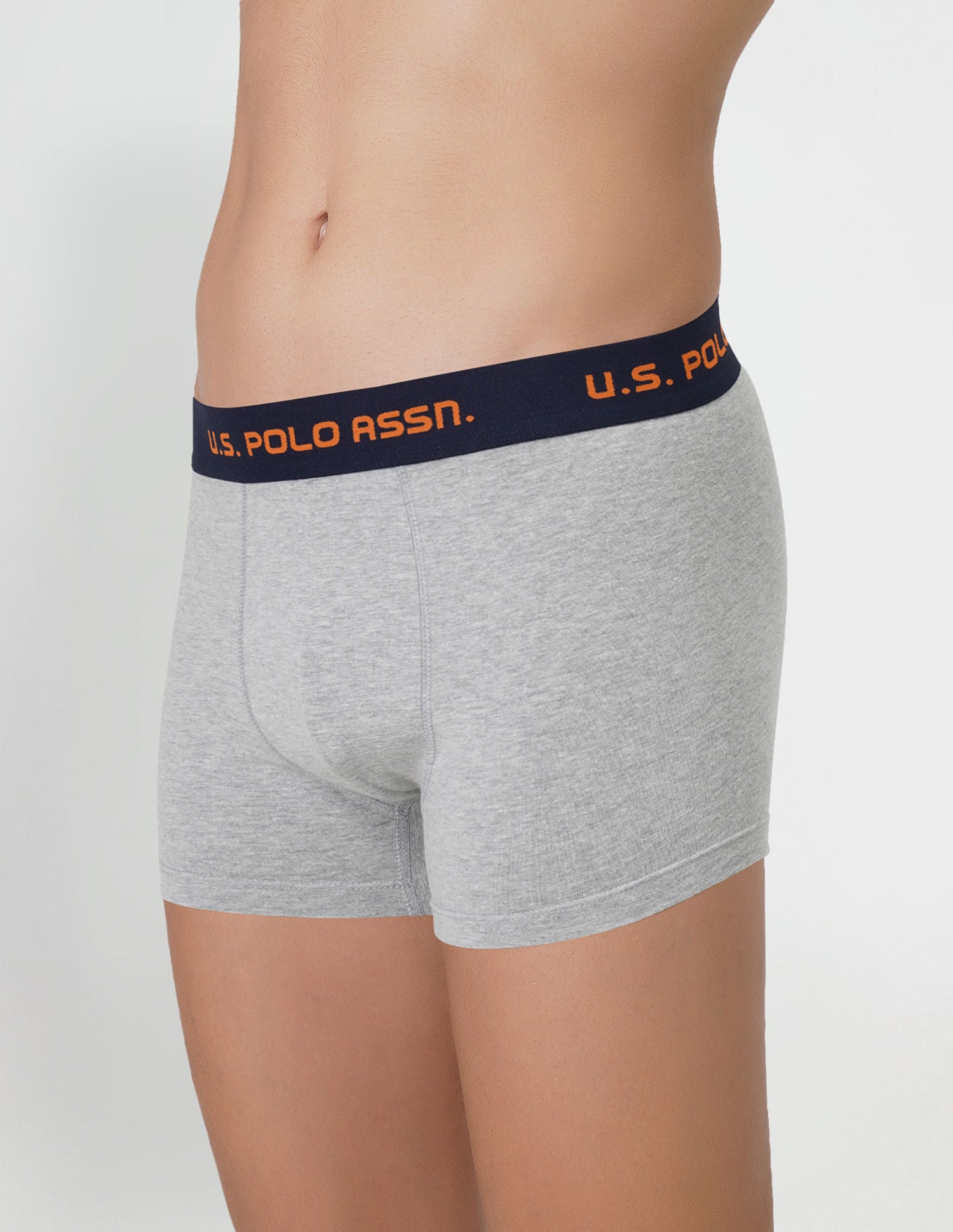 Brushed Elastic Cotton Stretch IYAK Trunks - Pack Of 2 Orange and Grey - U.S. POLO ASSN. | Large