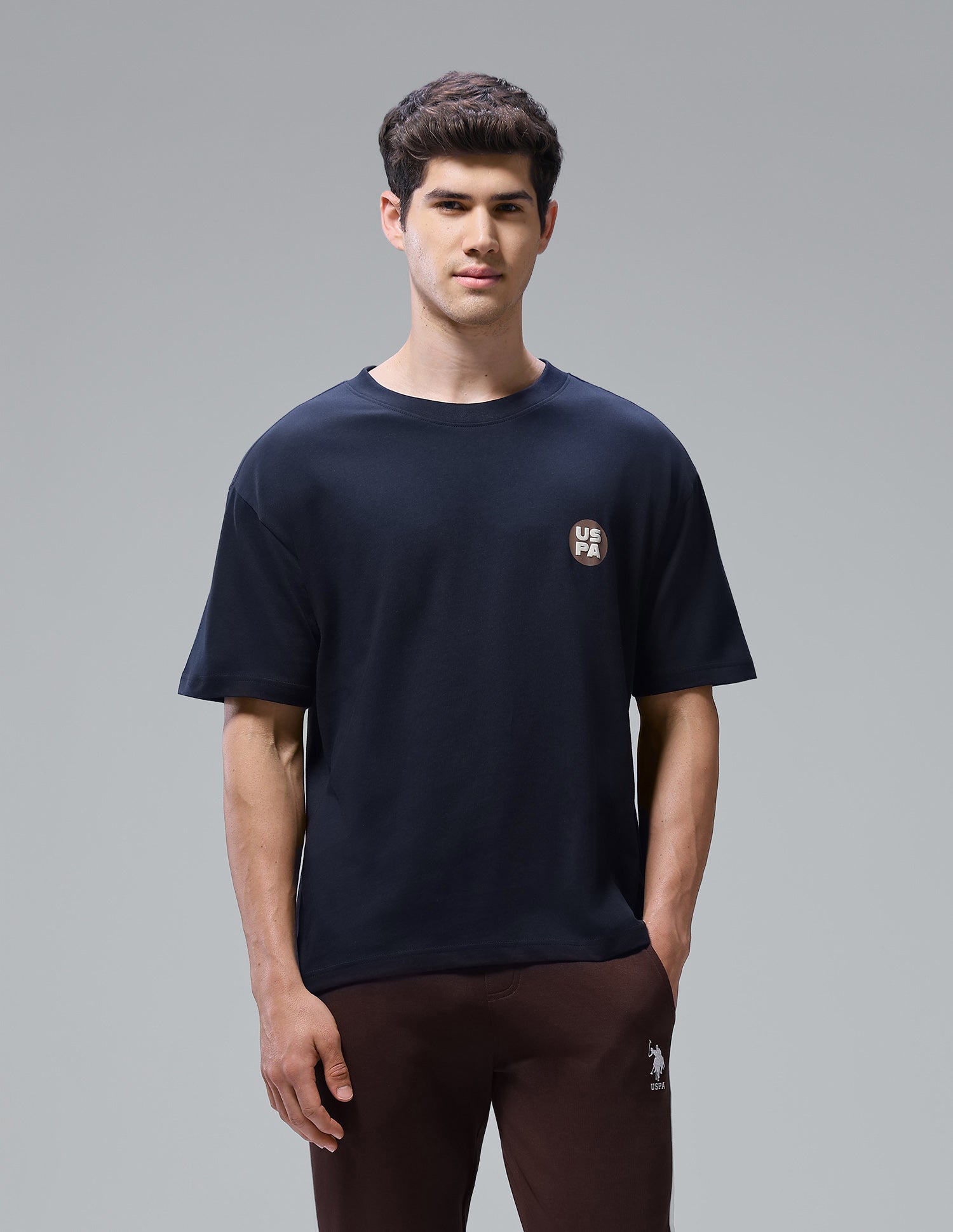 Graphic Printed Oversized Fit Loungewear T-Shirt Navy - U.S. Polo Assn. India | Large