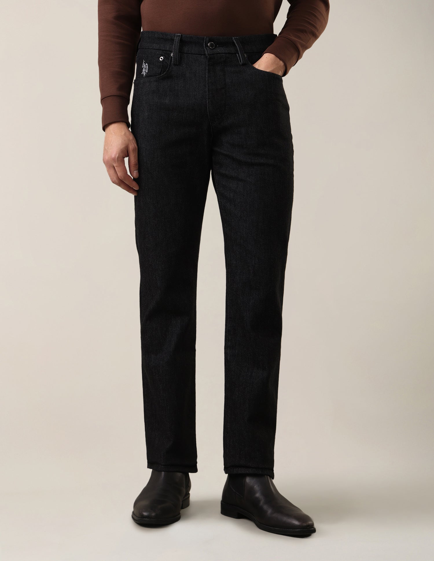 Harold Slim Straight Fit Black Jeans Black - U.S. Polo Assn. India | Large