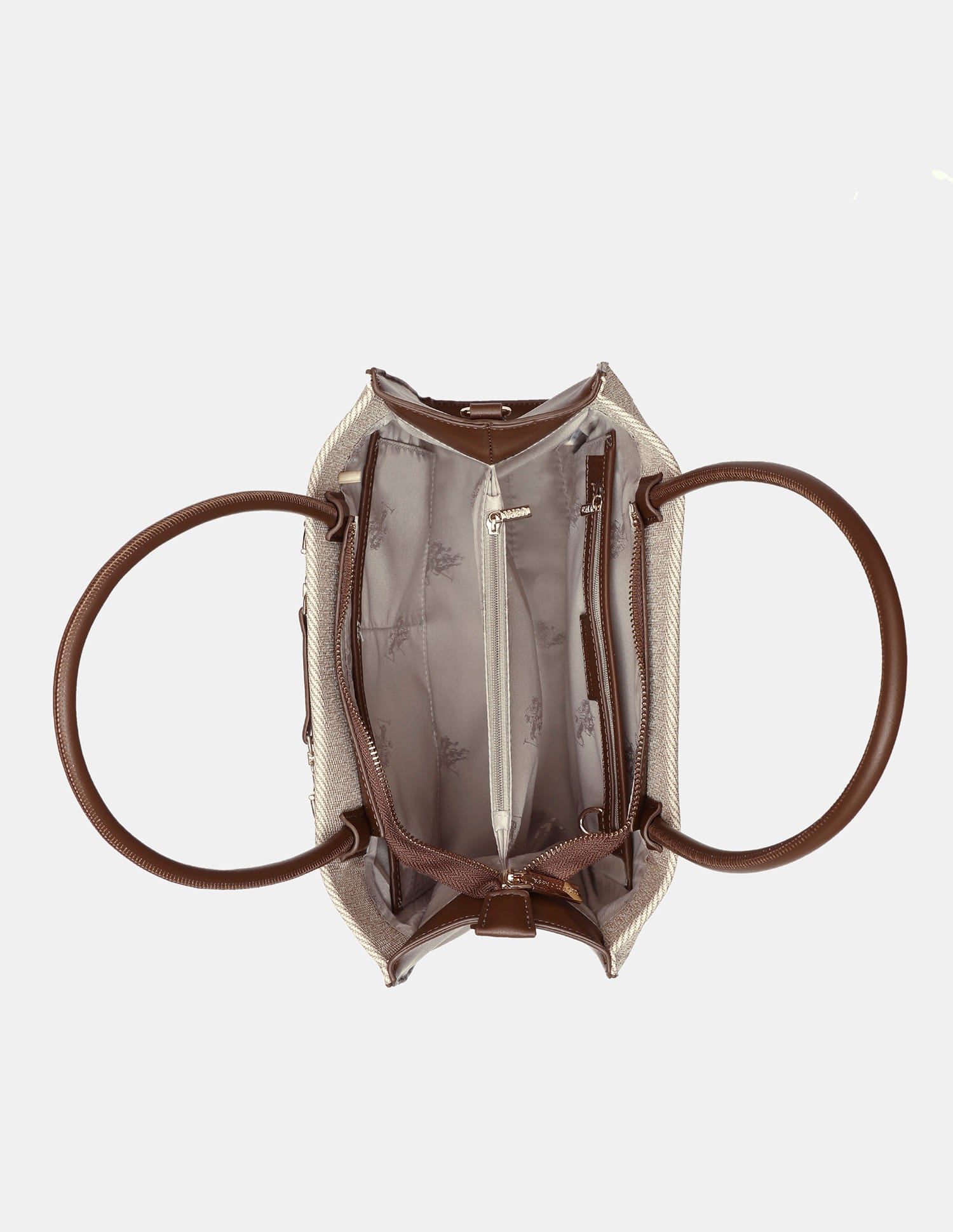 Alina 2.0 Colourblocked Satchel Handbag Brown - U.S. Polo Assn. India | Large