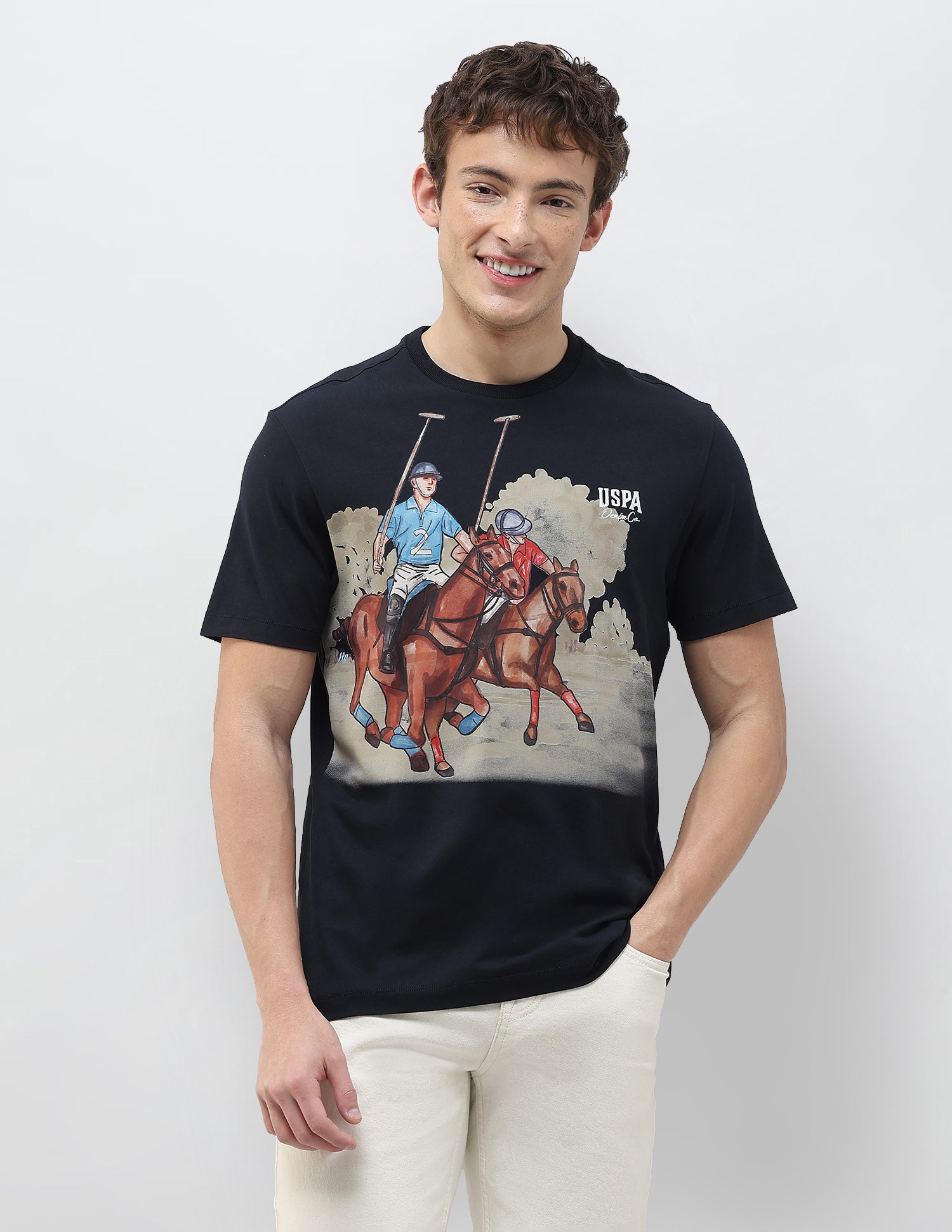 Graphic Brand Printed Slim Fit T-Shirt Navy - U.S. Polo Assn. India | Large