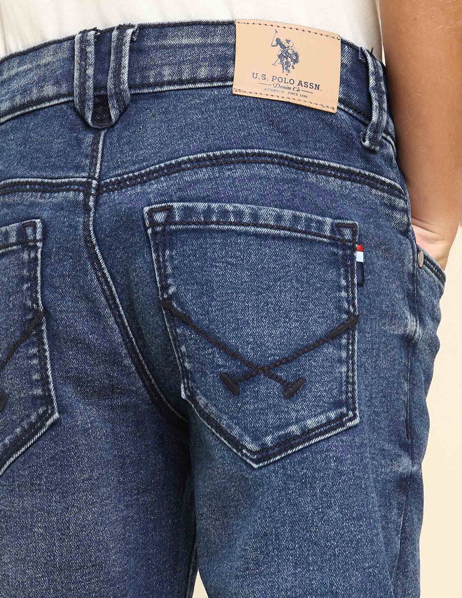 Boys Relaxed Fit Blue Jeans Dark Blue - U.S. POLO ASSN. | Large