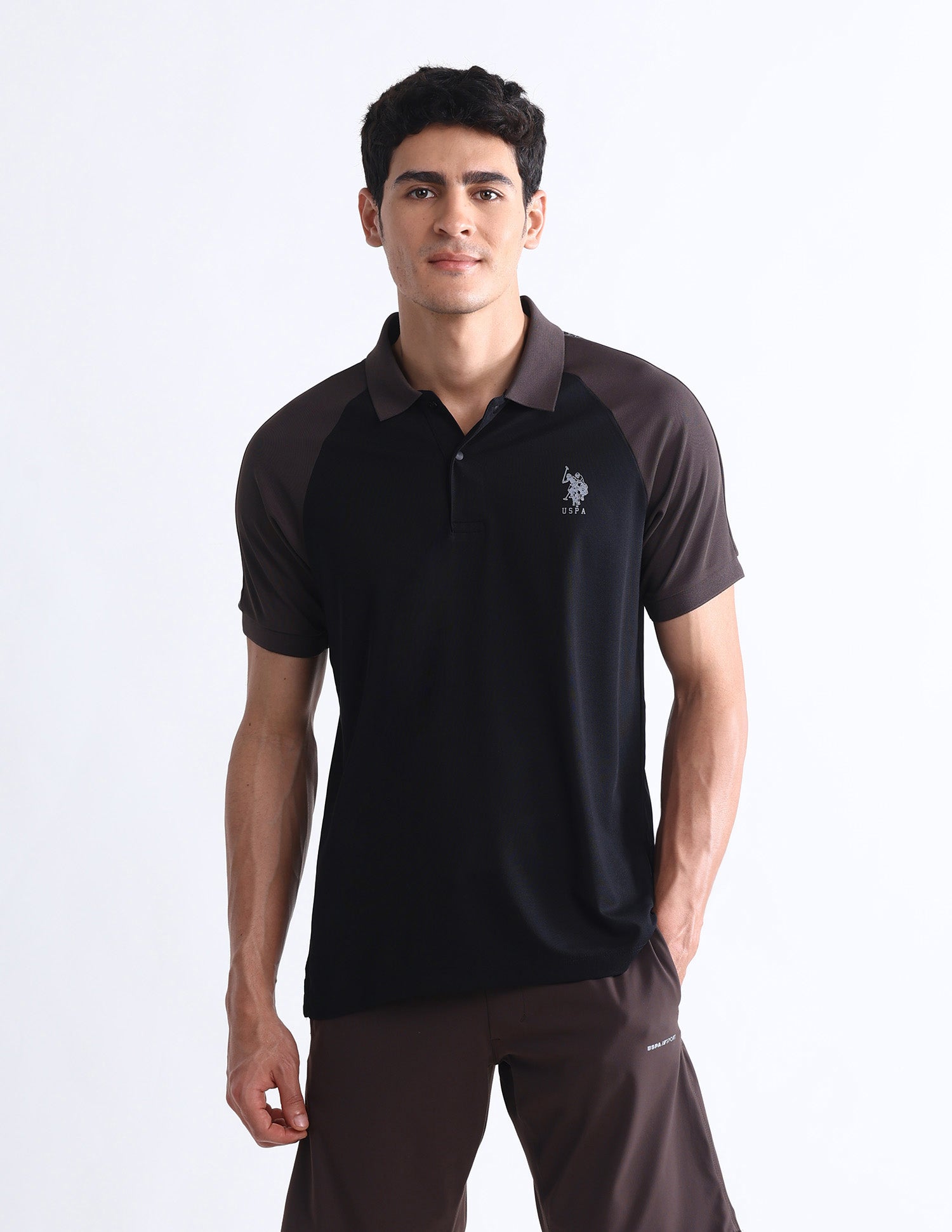 Colourblocked Slim Fit Polo Shirt Black - U.S. Polo Assn. India | Large