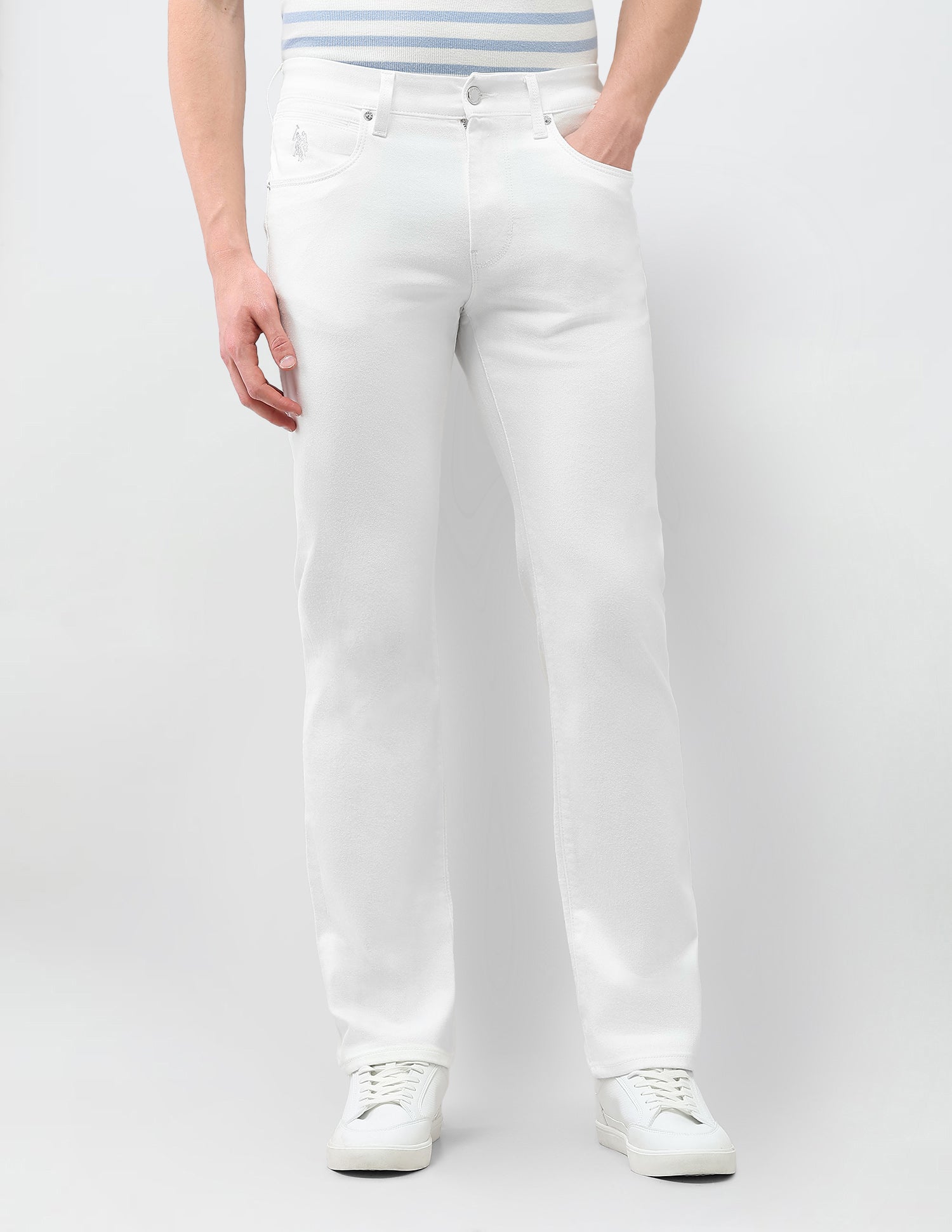 Harold Slim Straight Fit White Jeans White - U.S. Polo Assn. India | Large