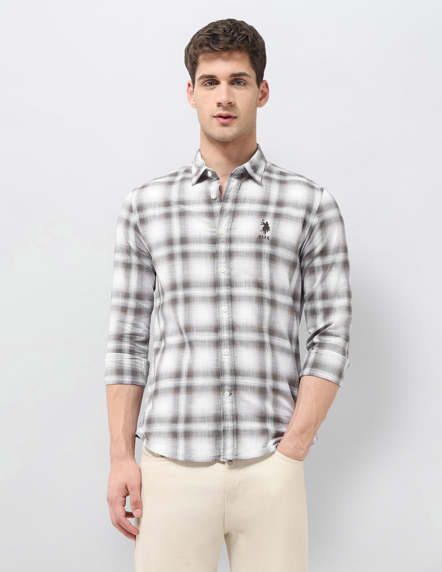 Tartan Checked Regular Fit Shirt Dark Brown - U.S. POLO ASSN. | Large