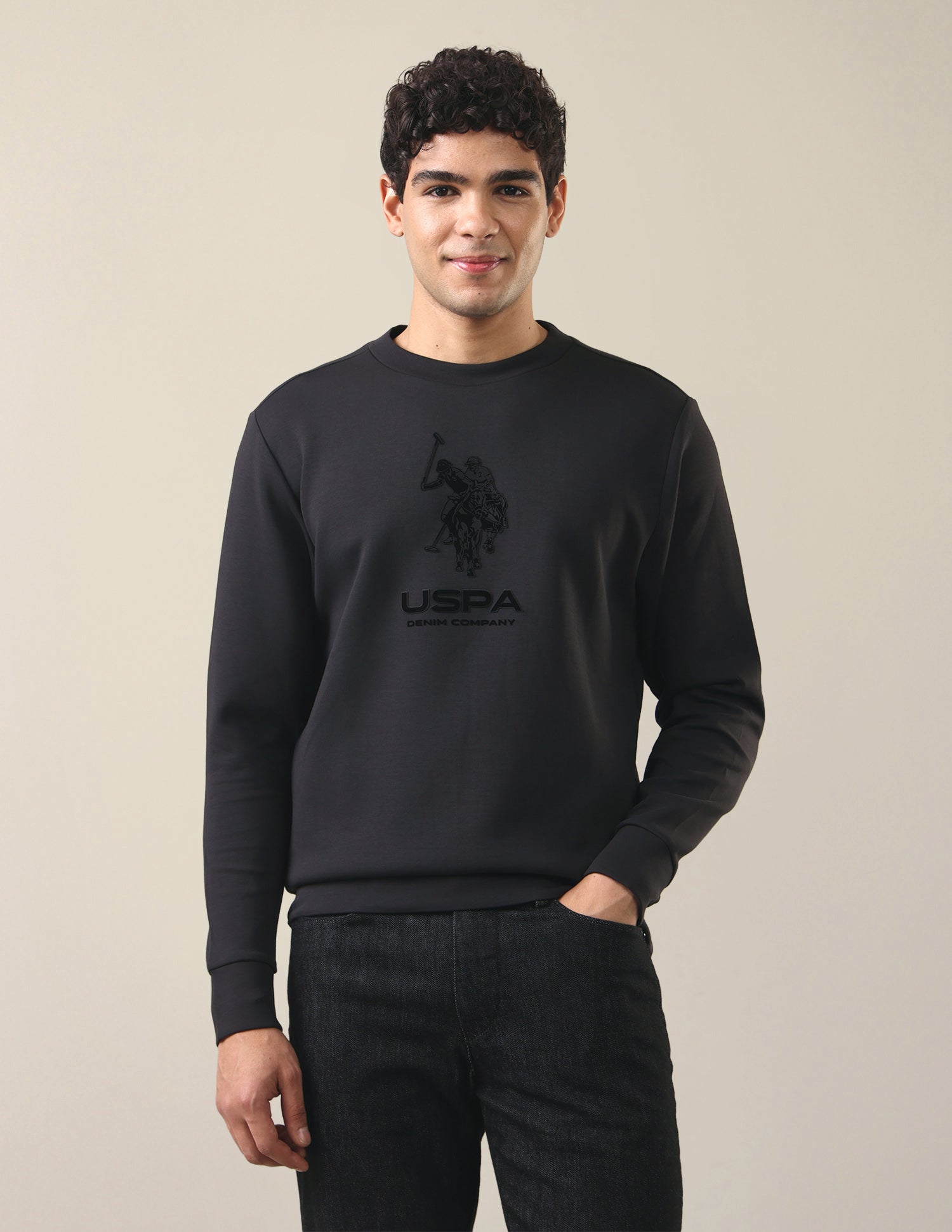 Brand Applique Regular Fit Sweatshirt Dark Grey - U.S. Polo Assn. India | Large