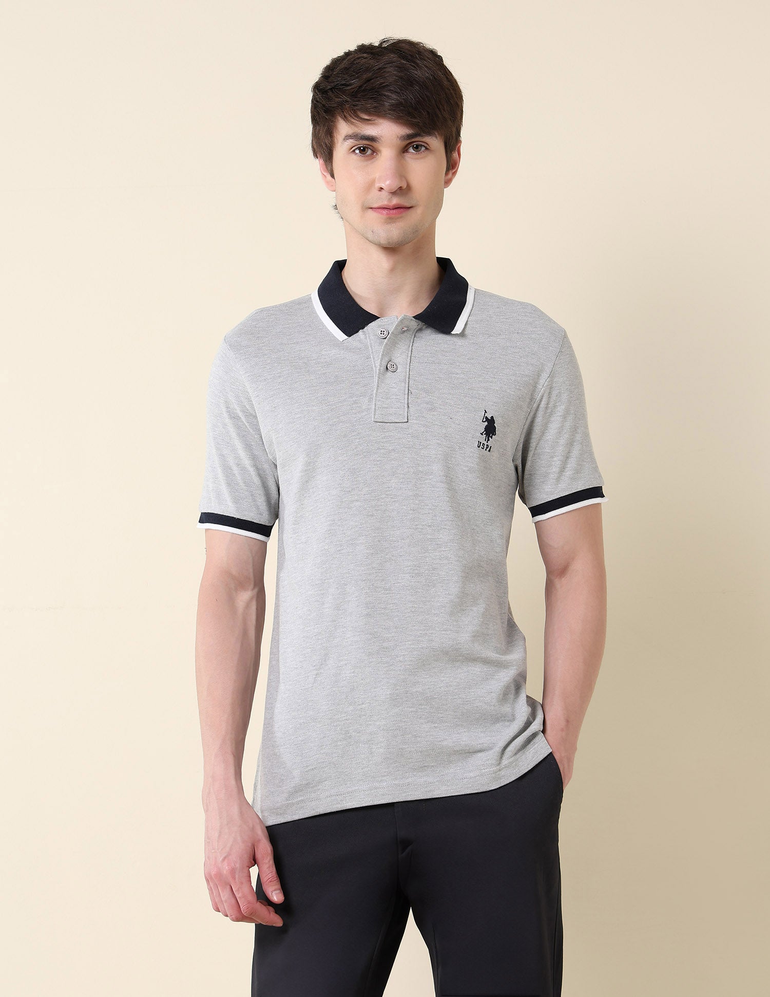 Slim Fit Classic Polo Shirt Light Grey - U.S. Polo Assn. India | Large