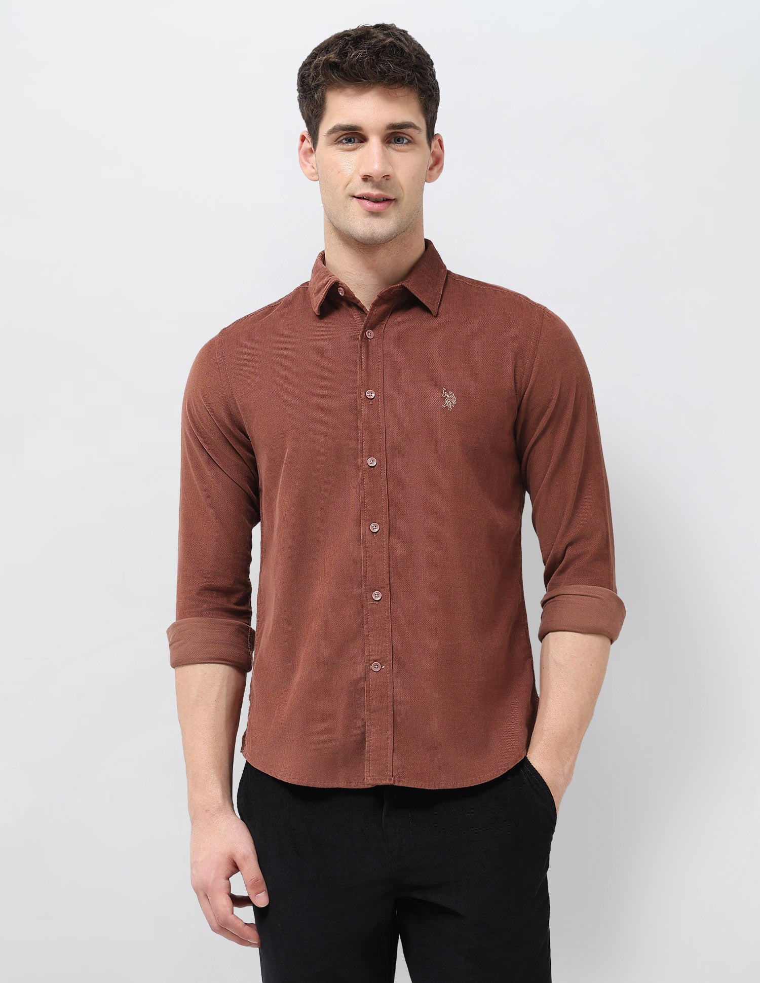 Corduroy Regular Fit Shirt Rust - U.S. POLO ASSN. | Large