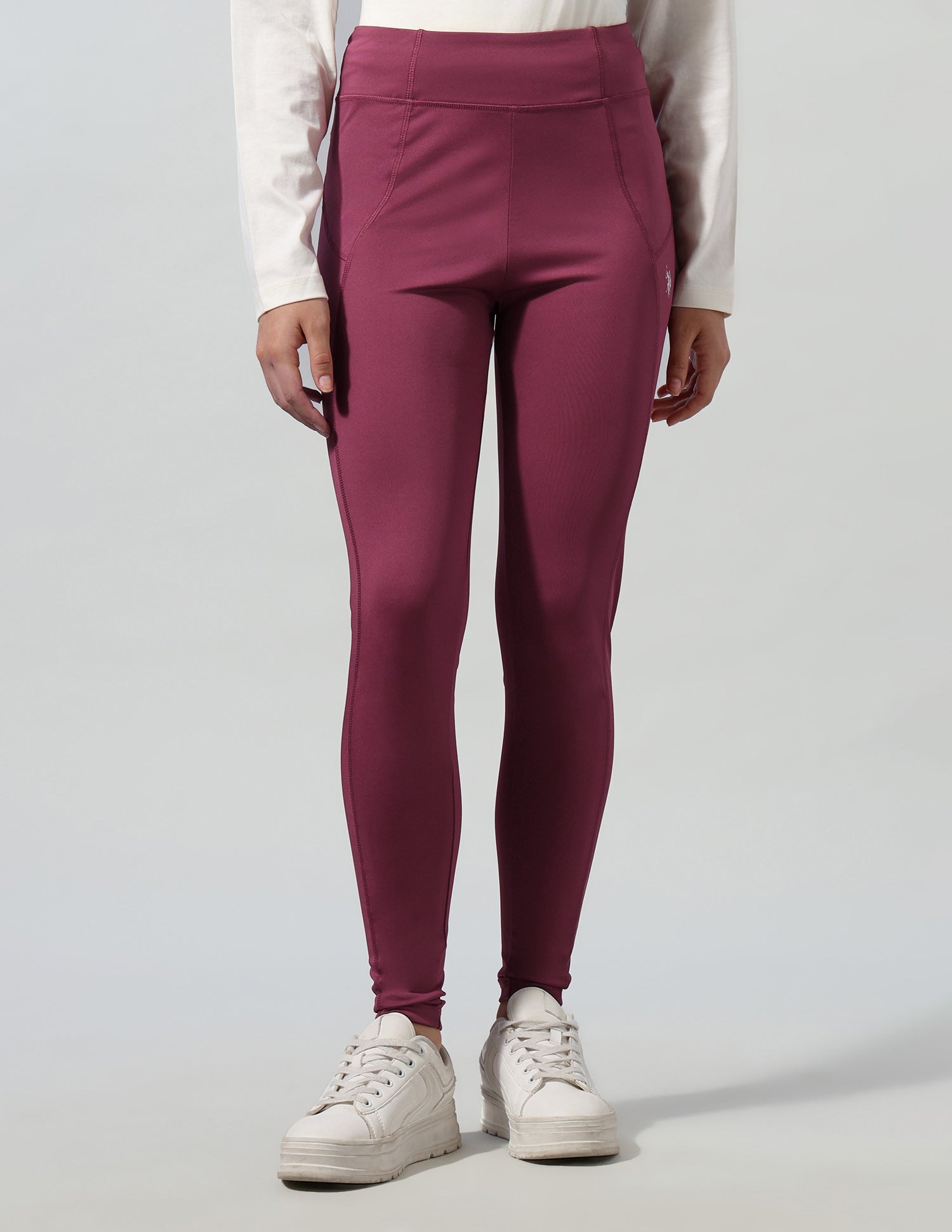 High Rise Solid Leggings Wine - U.S. Polo Assn. India | Large