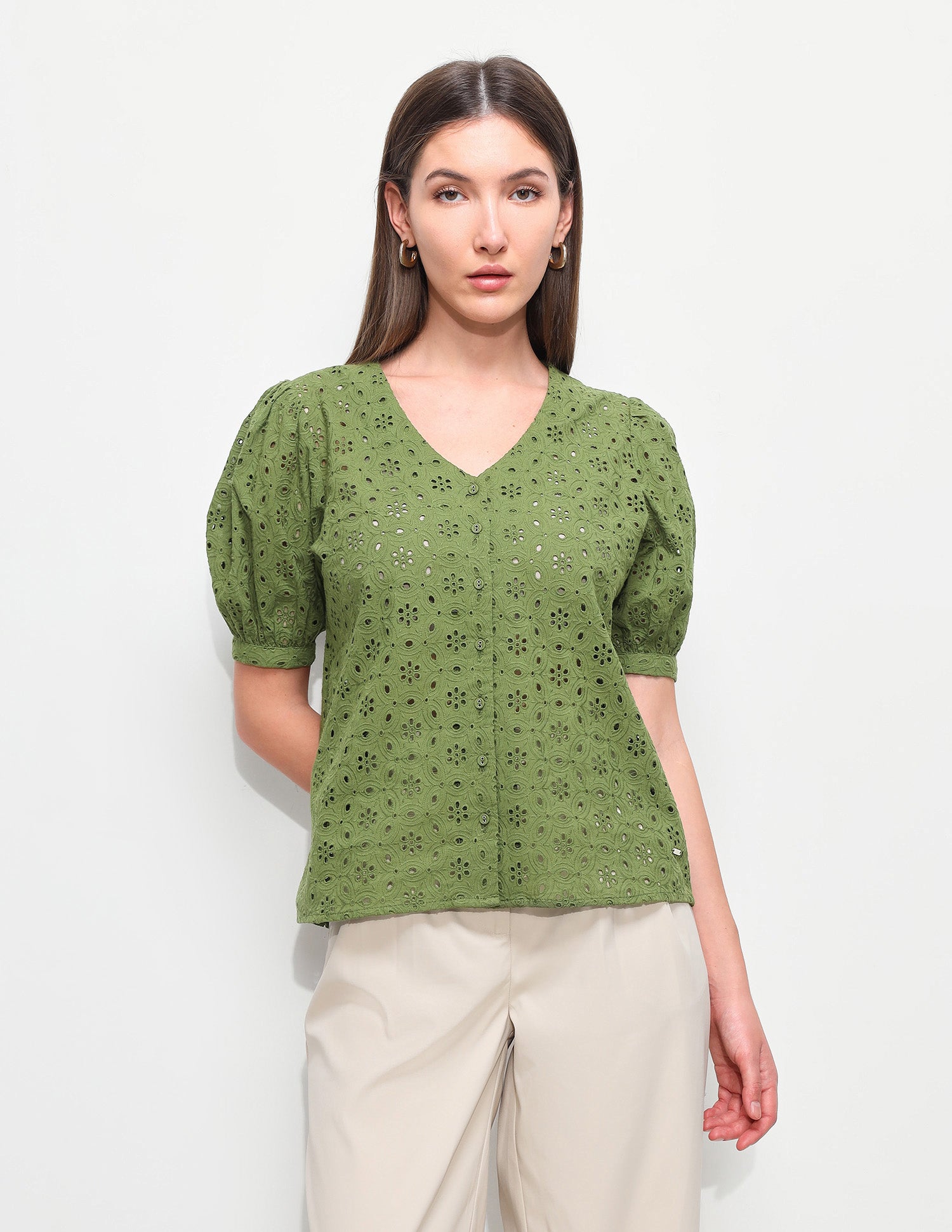 Floral Schiffili Regular Fit Top Olive - U.S. Polo Assn. India | Large