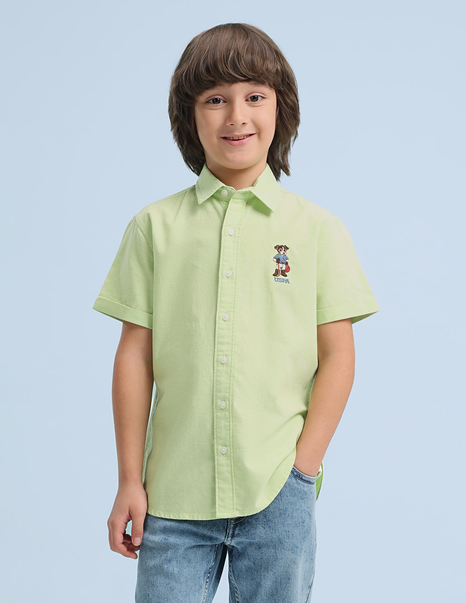 Solid Oxford Shirt Light Green - U.S. Polo Assn. India | Large