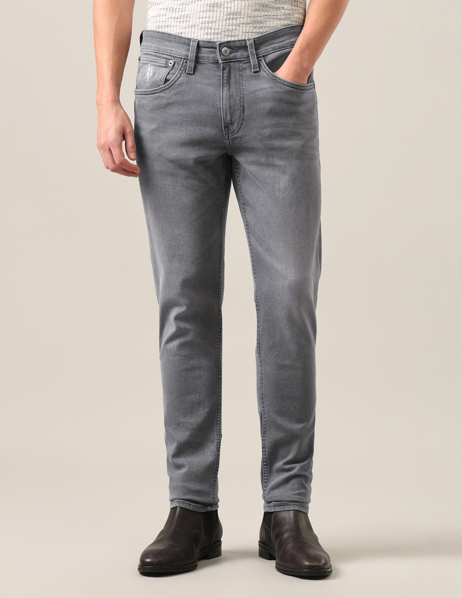 Brandon Slim-Tapered Fit Grey Jeans Grey - U.S. Polo Assn. India | Large