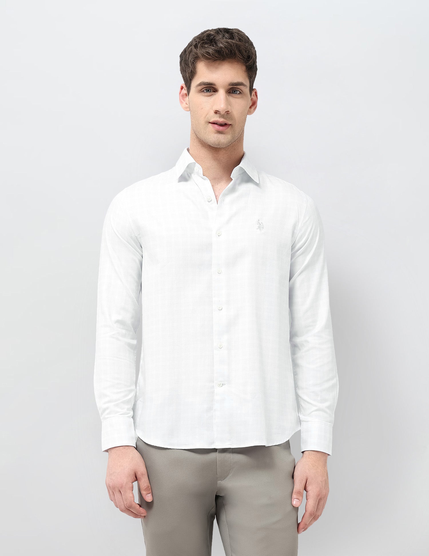 Twill Tailored Fit Shirt Ivory - U.S. POLO ASSN. | Large