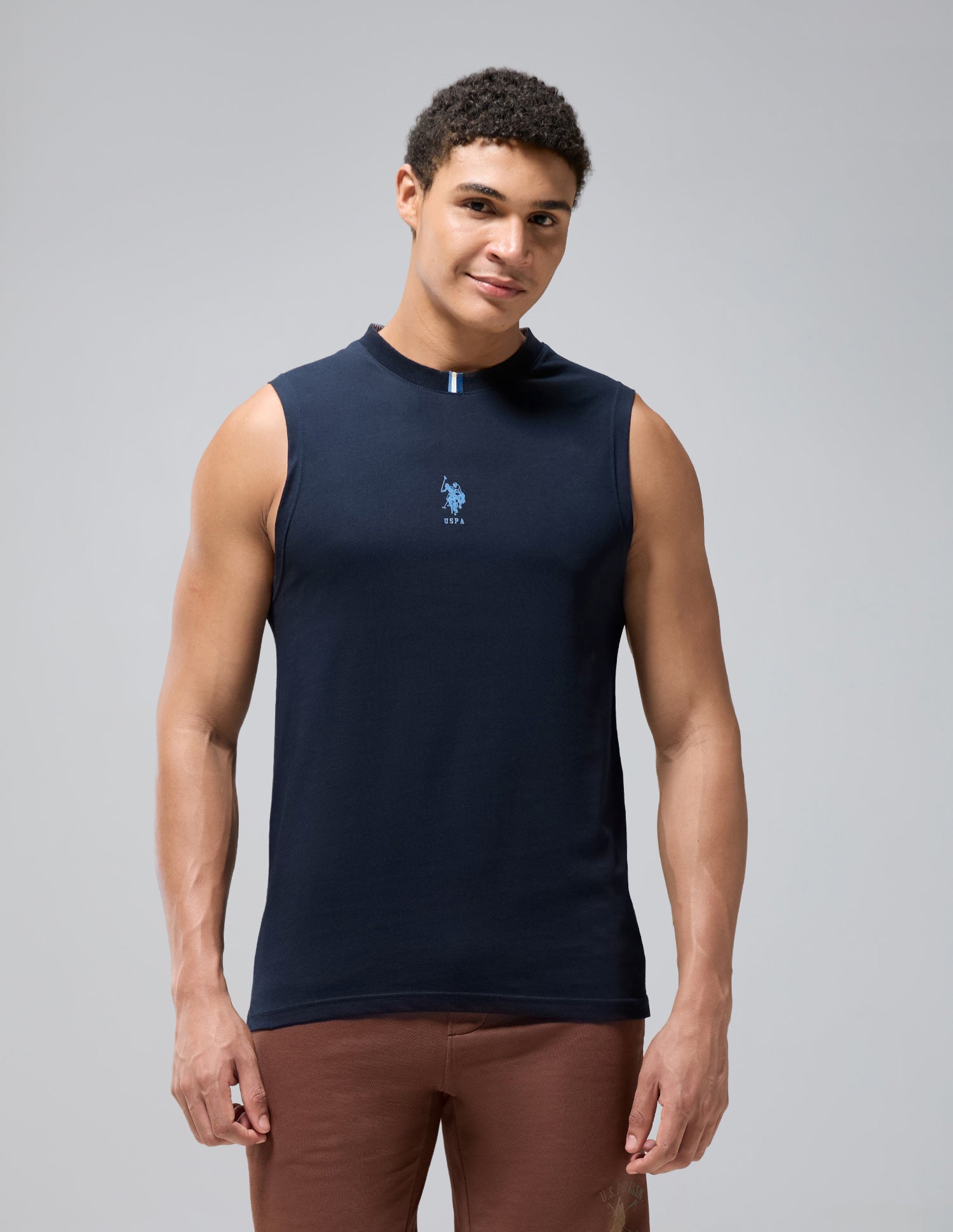 Pure Cotton Breathable OEV12 Gym Vest Navy - U.S. Polo Assn. India | Large