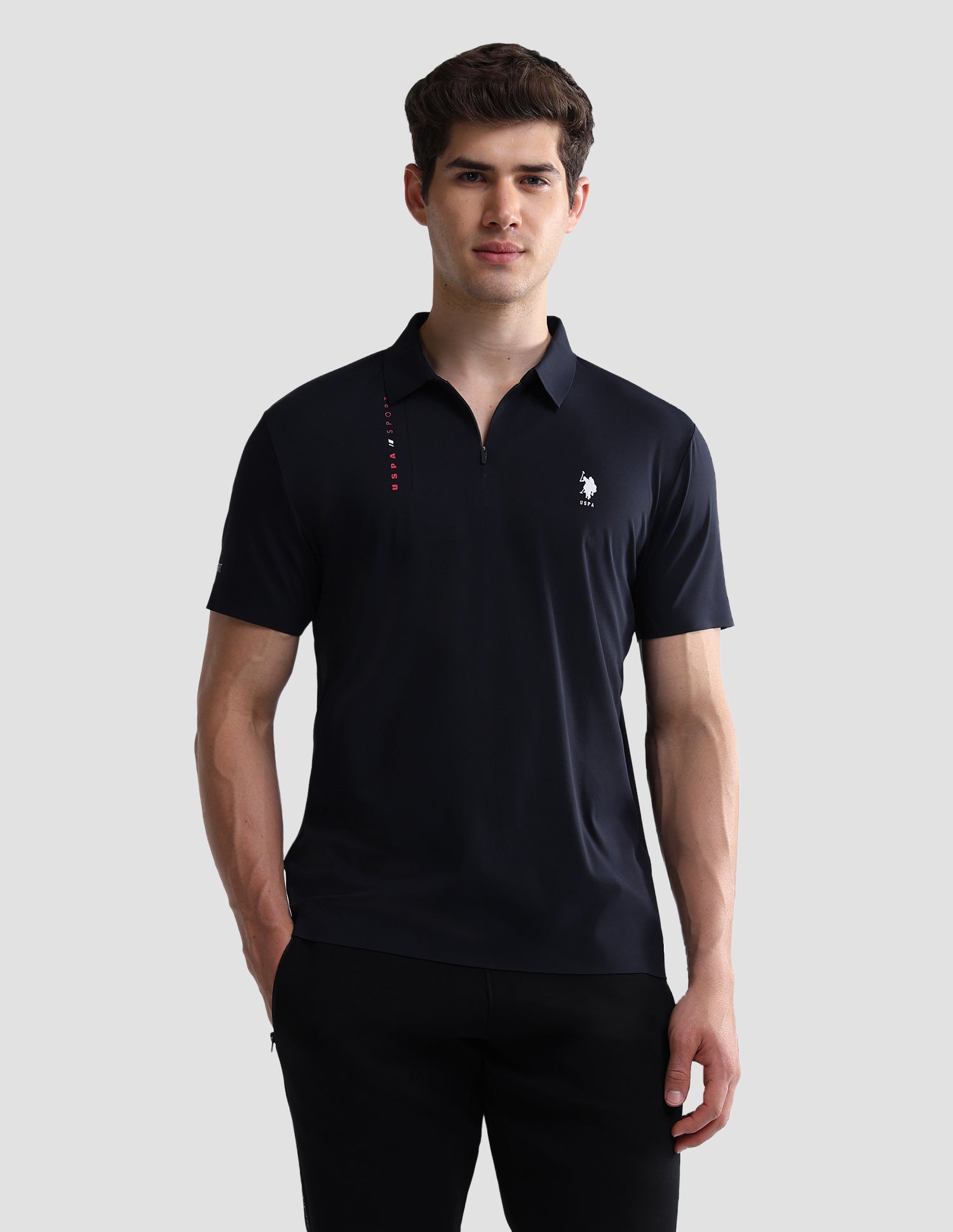 Solid Slim Fit Active Polo Shirt Navy - U.S. Polo Assn. India | Large