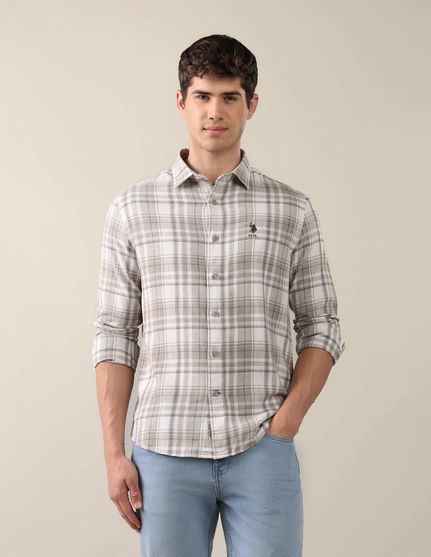 Twill Plaid Checked Shirt Green - U.S. Polo Assn. India | Large