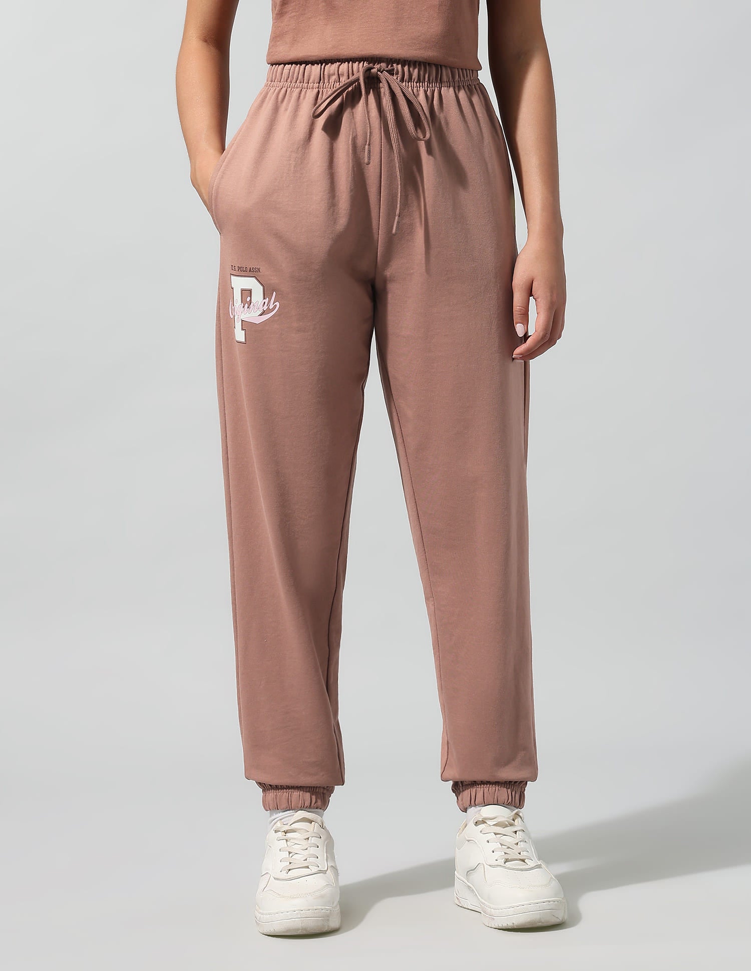 High Rise Solid Joggers Brown - U.S. Polo Assn. India | Large