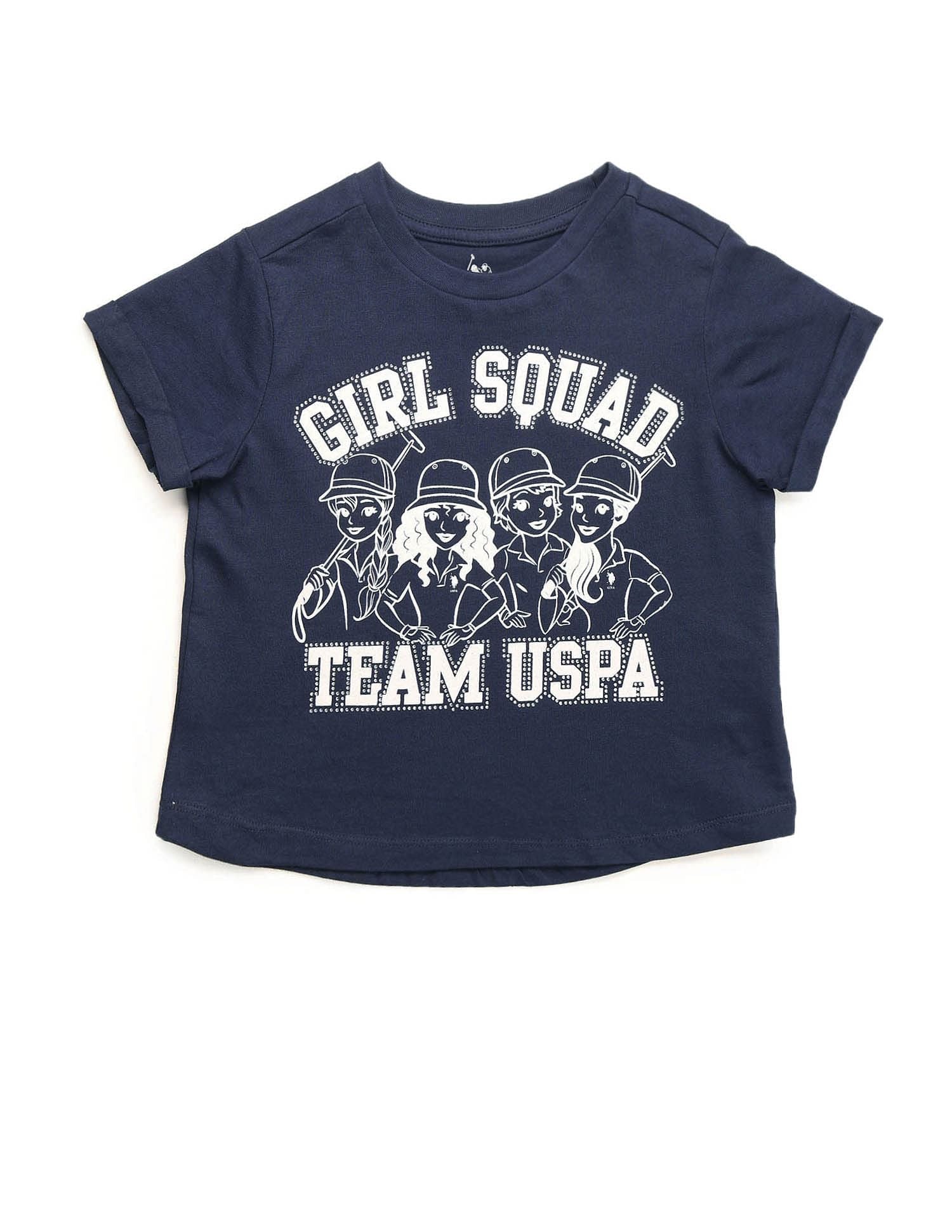 Girl Squad Pure Cotton T-Shirt Navy - U.S. POLO ASSN. | Large