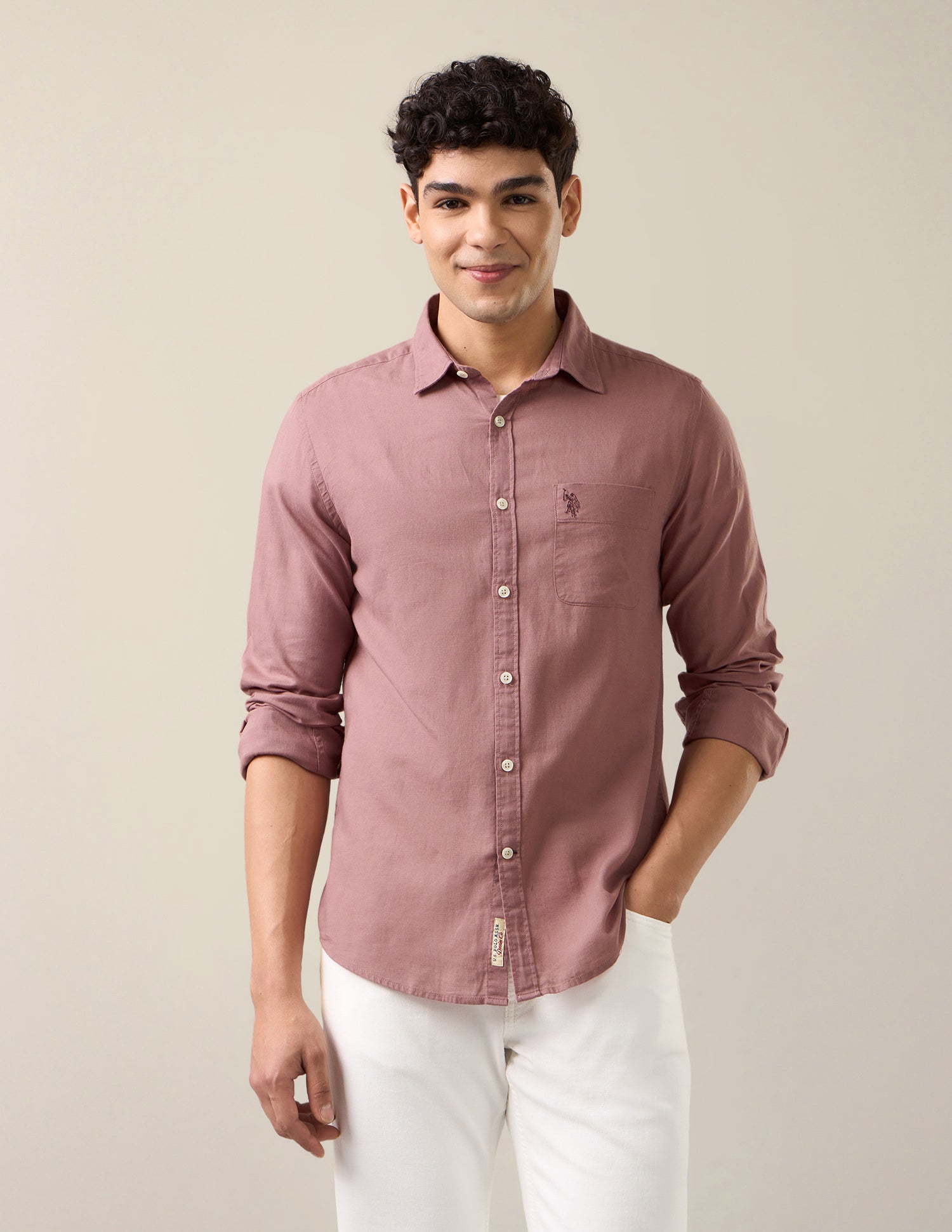 Solid Regular Fit Shirt Pink - U.S. Polo Assn. India | Large