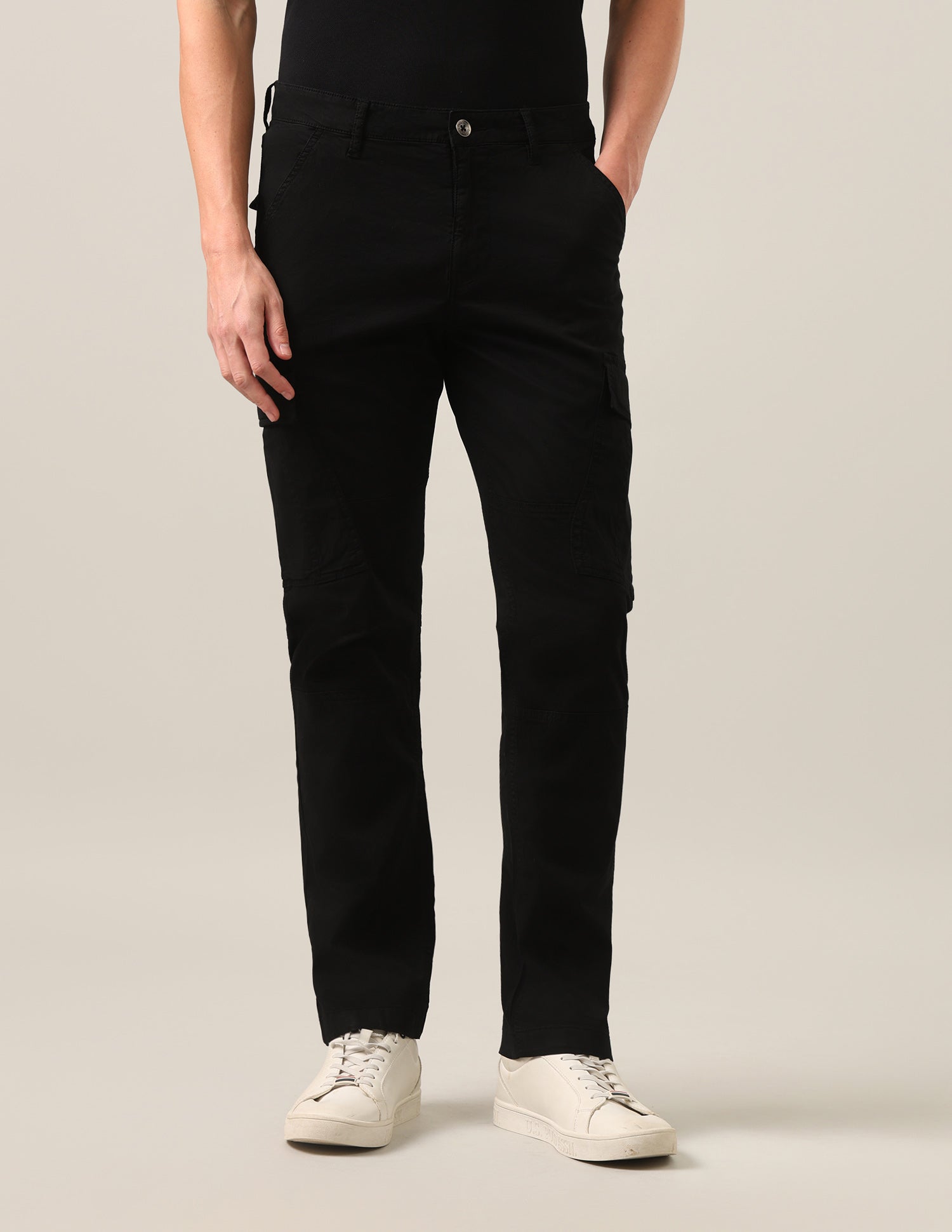Harold Slim Straight Fit Twill Cargos Black - U.S. Polo Assn. India | Large