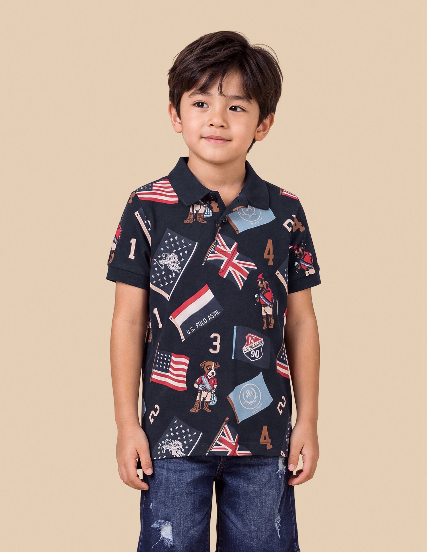 Graphic Brand Printed Regular Fit Polo Shirt Navy - U.S. Polo Assn. India | Large