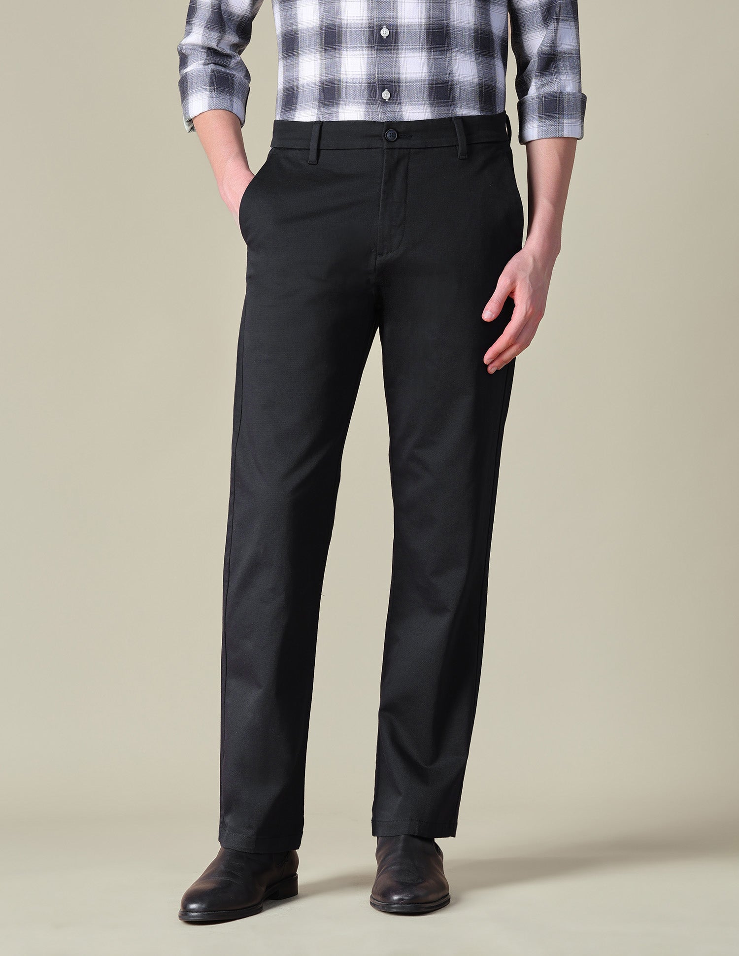 Riley Straight Fit Textured Trousers Black - U.S. POLO ASSN. | Large