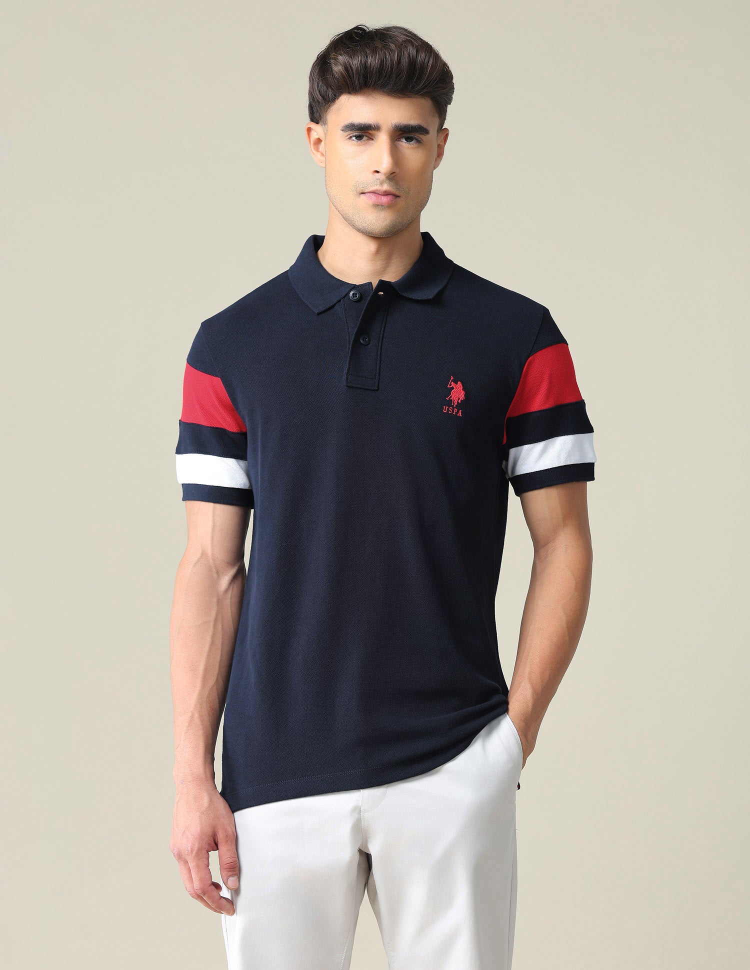 Solid Pique Polo Shirt Navy - U.S. POLO ASSN. | Large