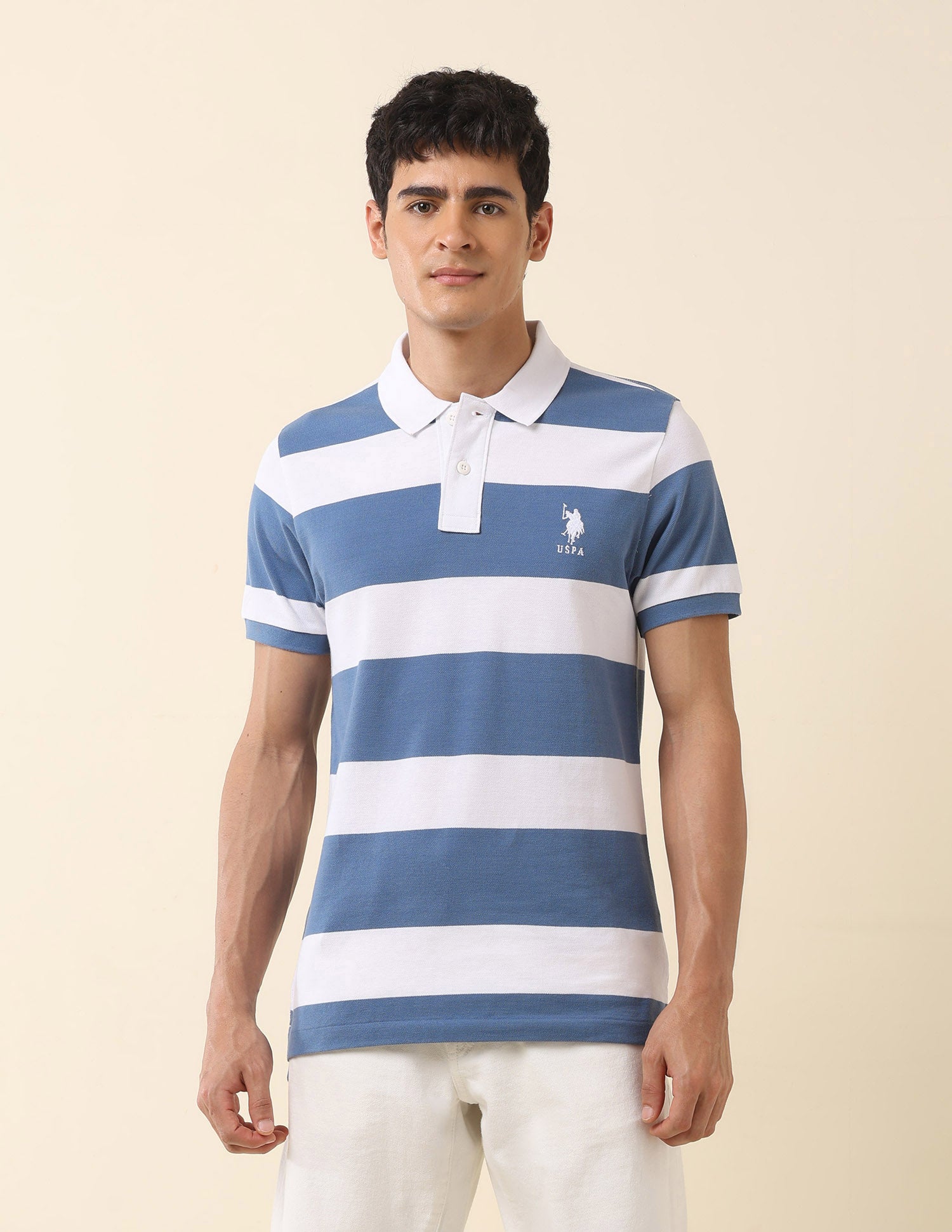 Horizontal Striped Classic Polo Shirt Dark Blue - U.S. Polo Assn. India | Large