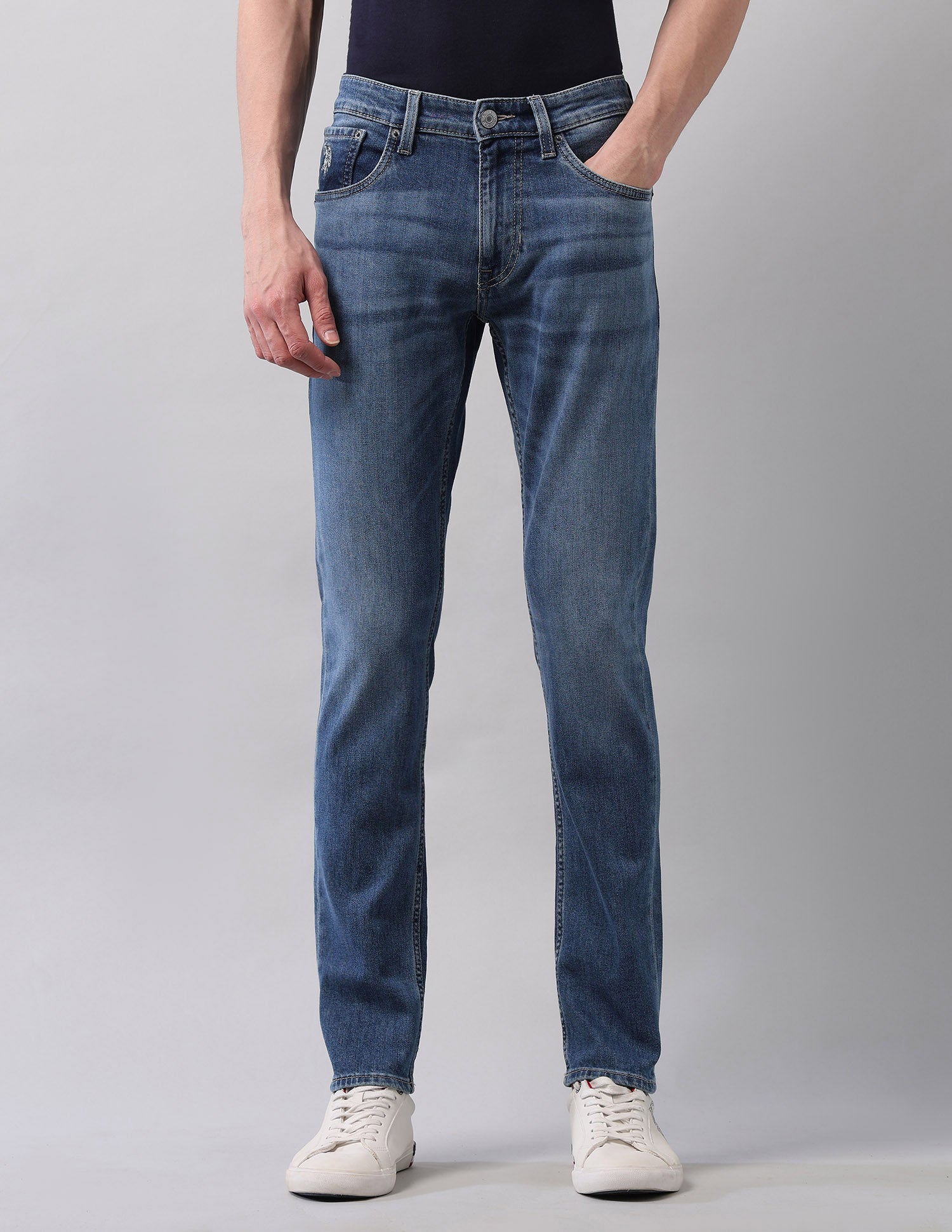 Brandon Slim Tapered Fit Blue Jeans Blue - U.S. POLO ASSN. | Large