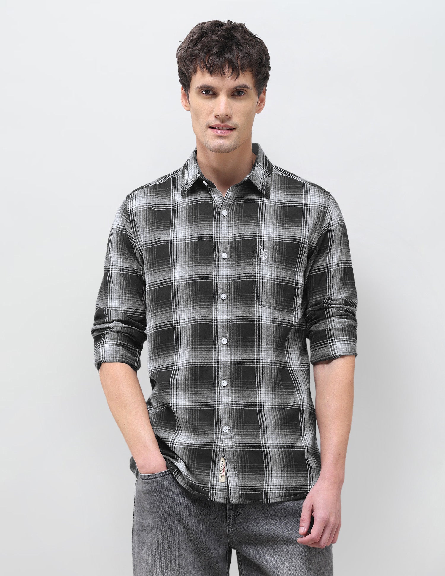 Twill Tartan Checked Shirt Black - U.S. Polo Assn. India | Large