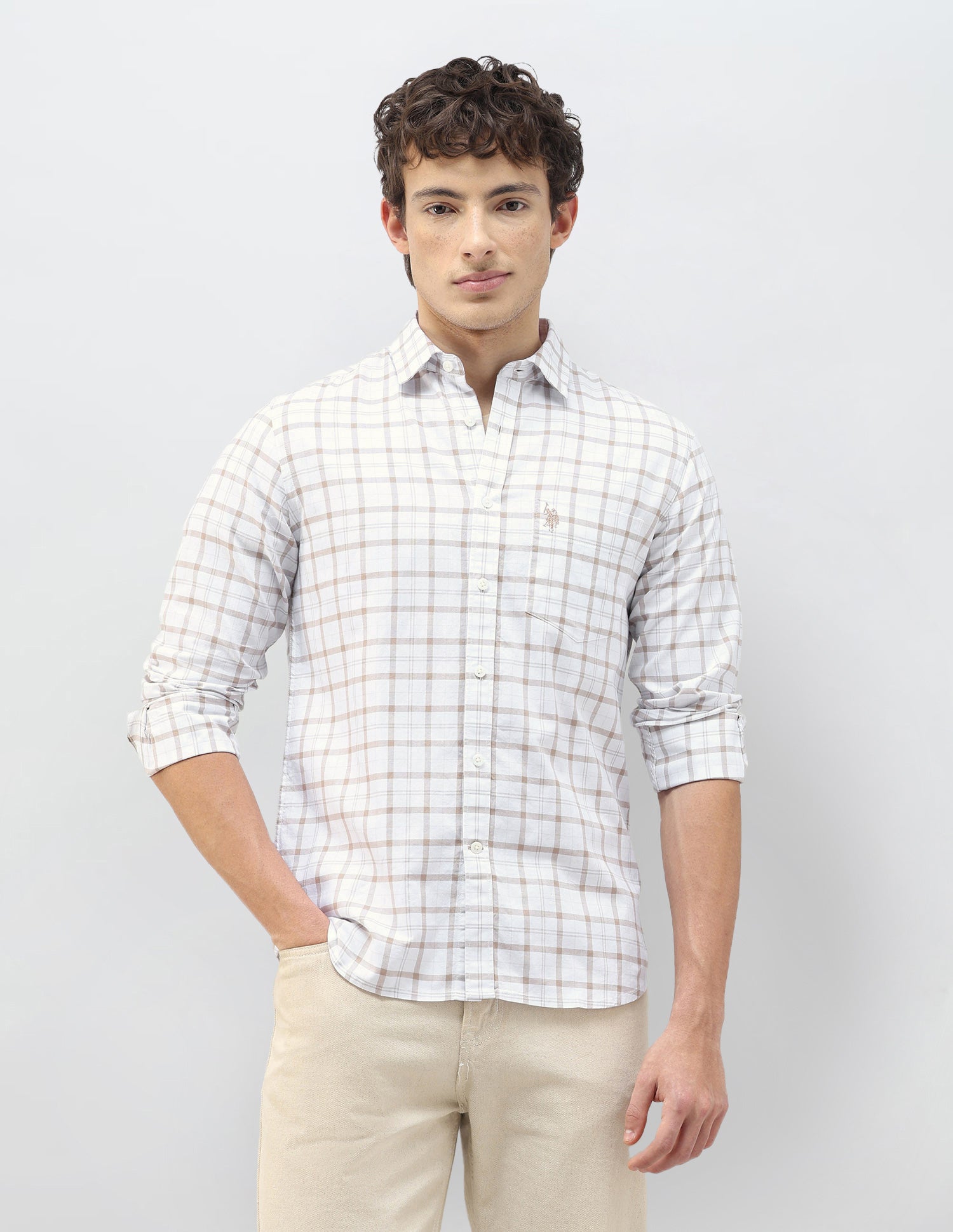 Casa De Campo Regular Fit Shirt Khaki - U.S. Polo Assn. India | Large