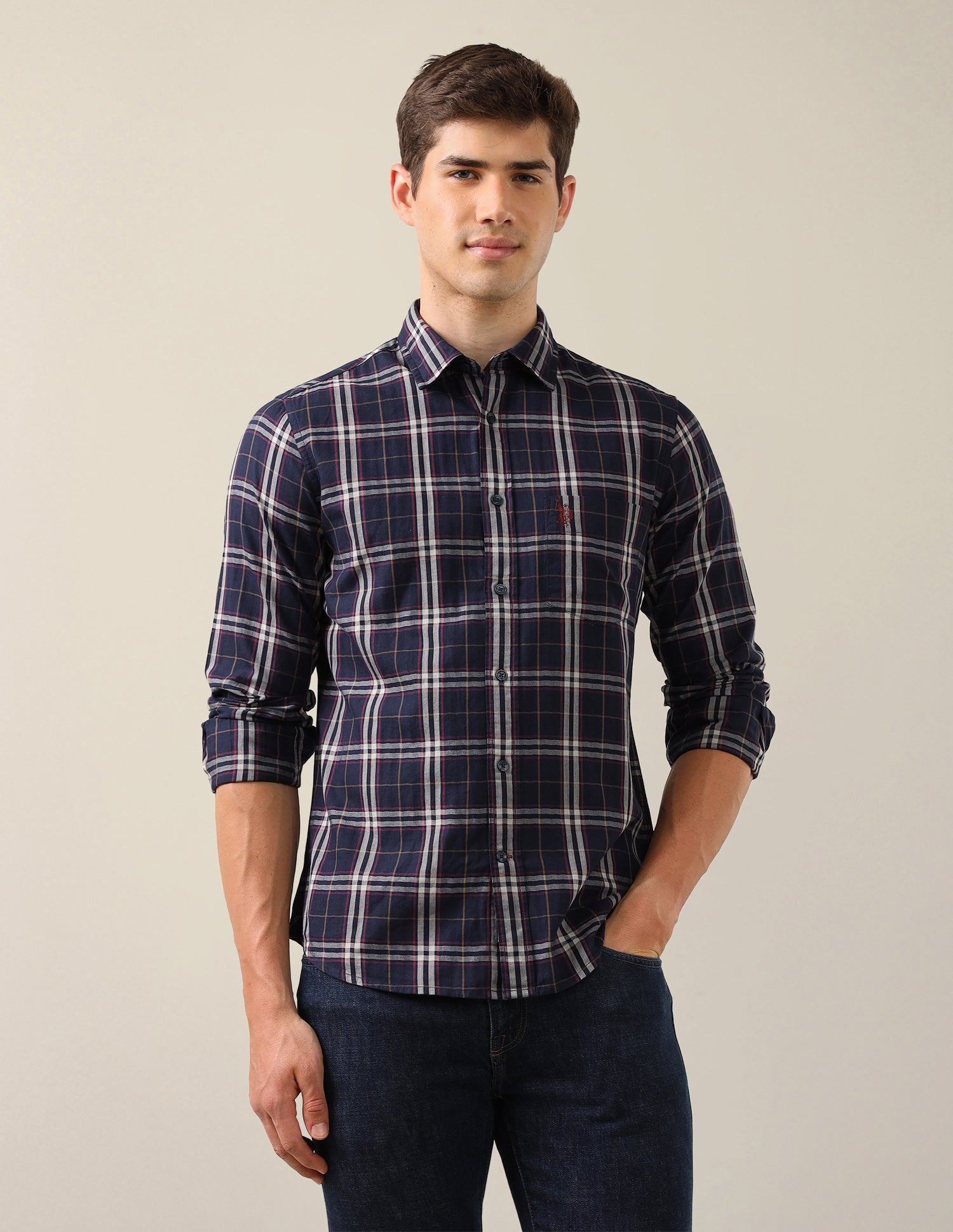 Twill Tailored Fit Shirt Navy - U.S. Polo Assn. India | Large