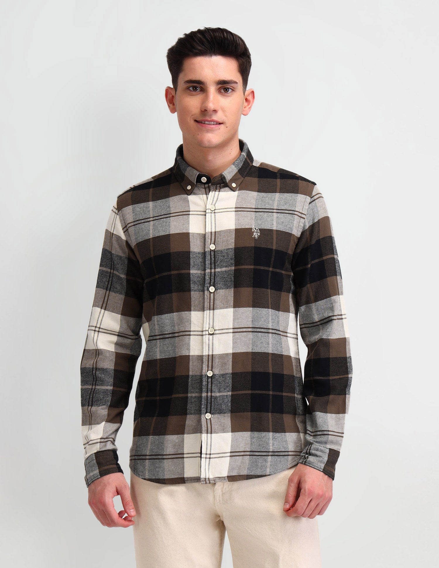 Plaid Checked Cotton Shirt Brown - U.S. Polo Assn. India | Large