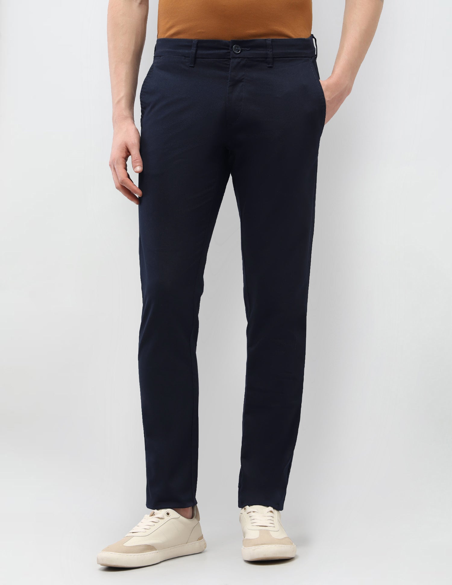 Austin Slim Fit Satin Trousers Navy - U.S. Polo Assn. India | Large