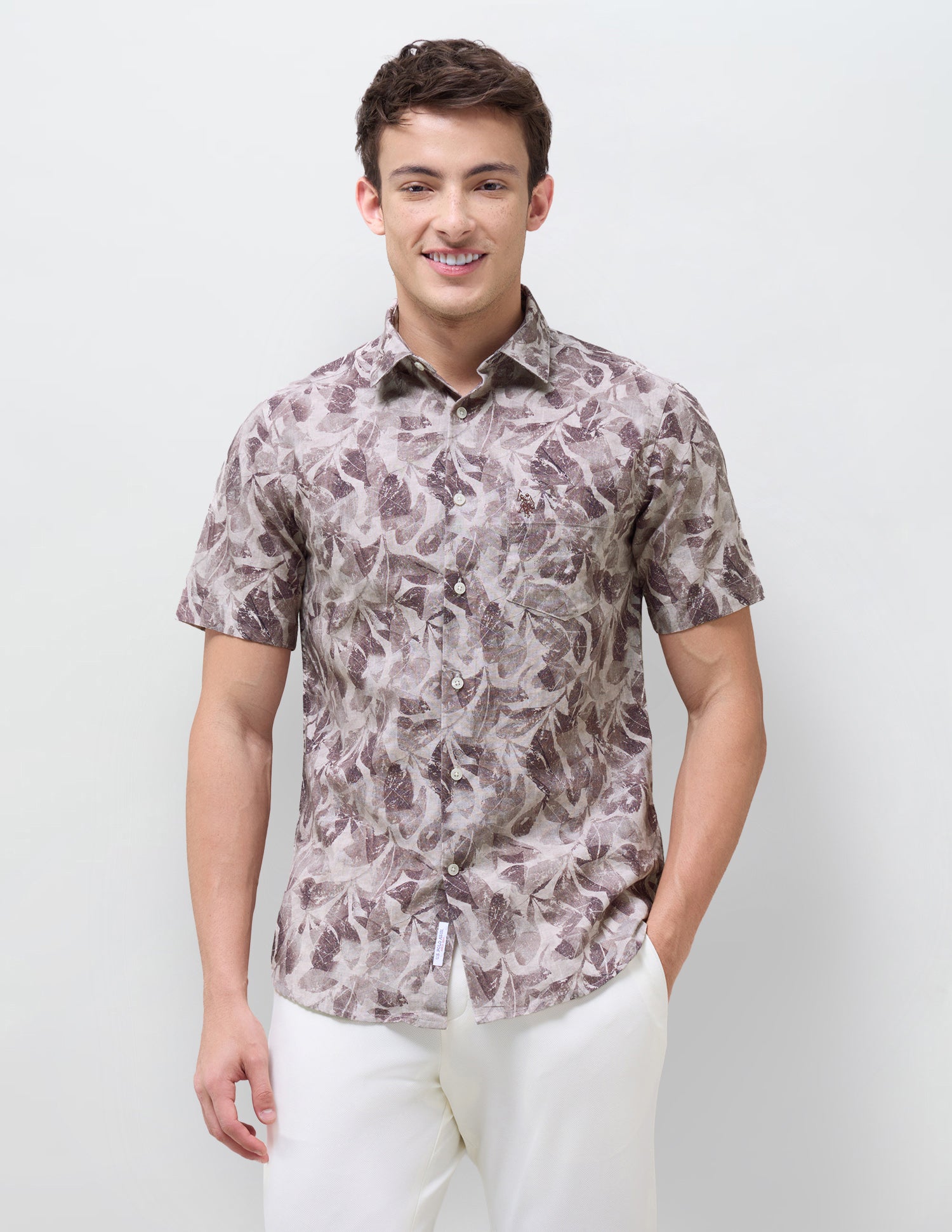 Tropical Printed Regular Fit Shirt Wine - U.S. Polo Assn. India | Large