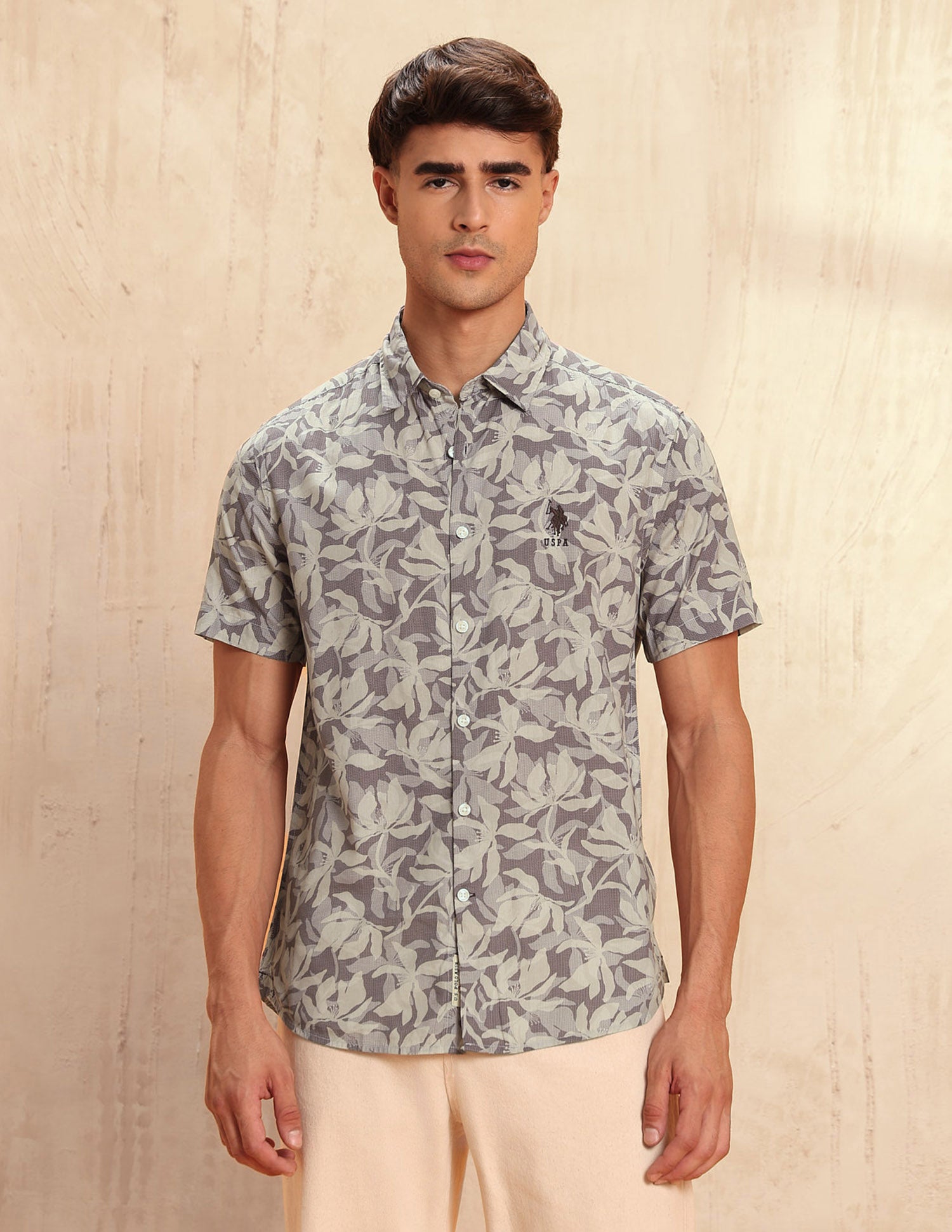 Tropical Printed Legend Of Horseshoe Shirt Wine - U.S. POLO ASSN. | Large