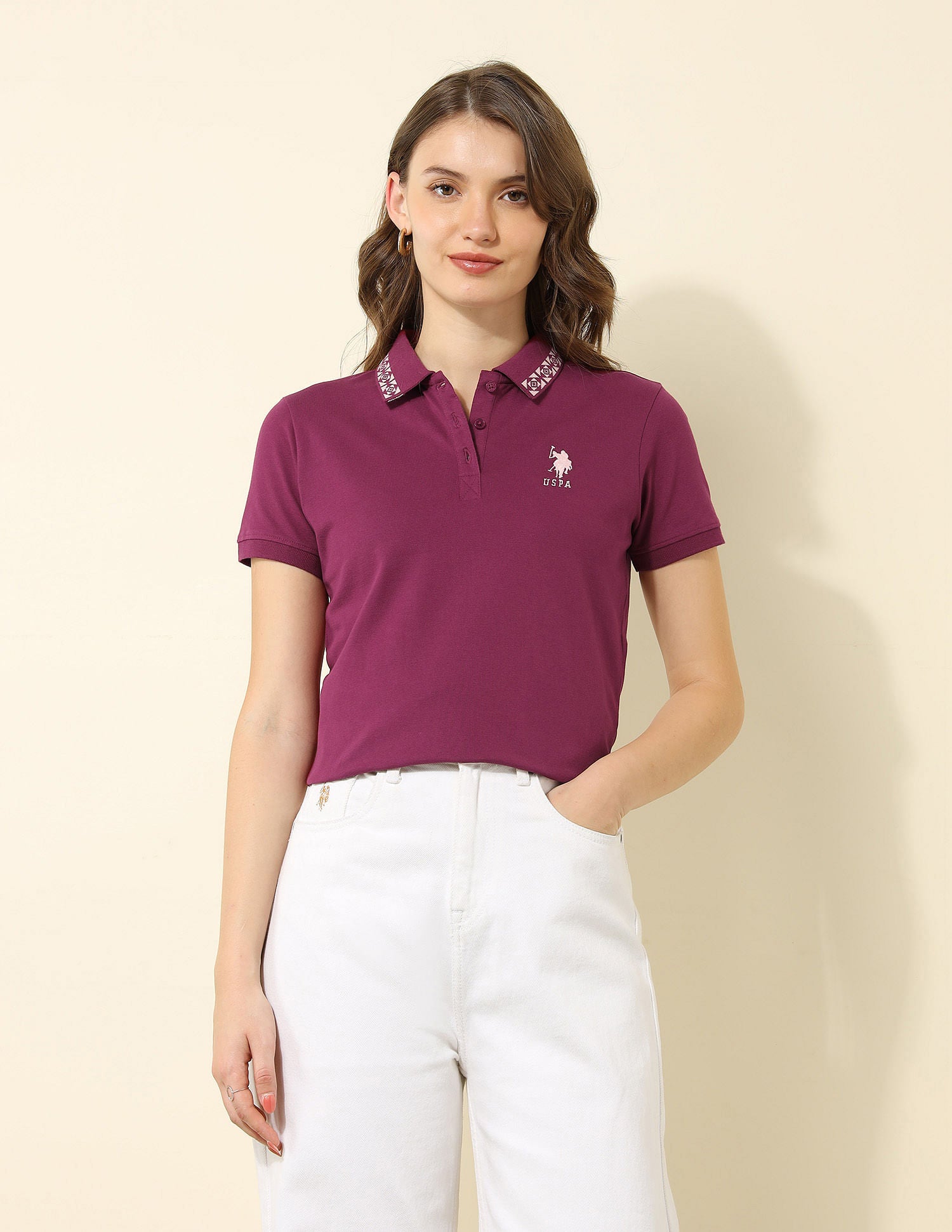 Regular Fit Solid Polo Shirt Wine - U.S. POLO ASSN. | Large