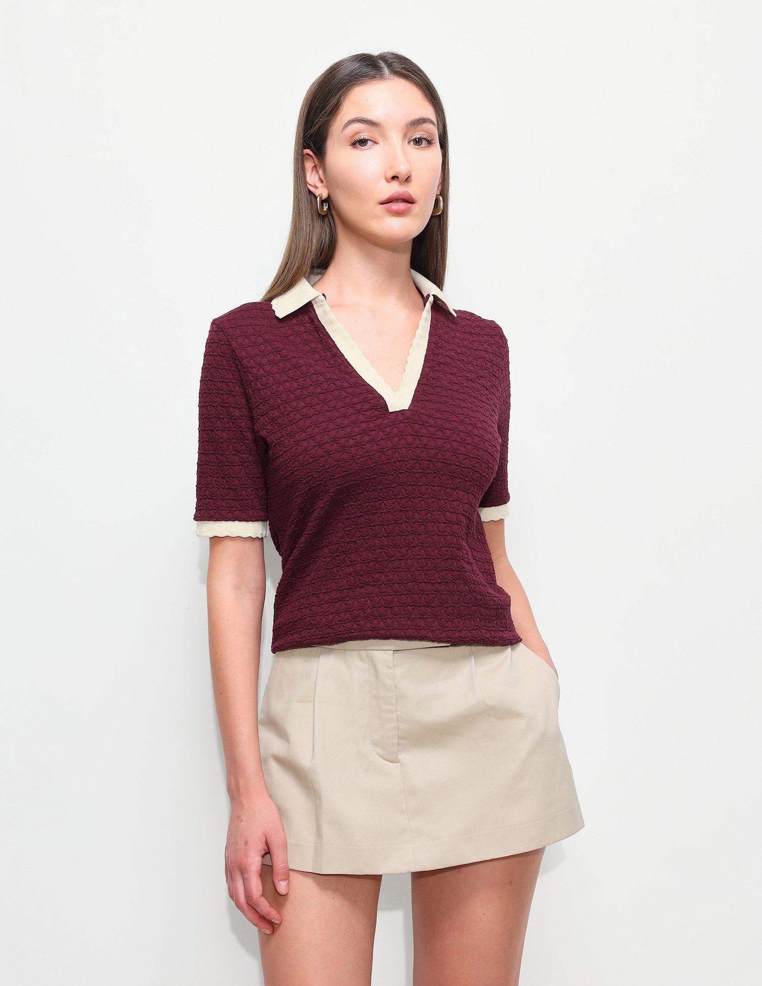 Textured Regular Fit Polo Shirt Maroon - U.S. Polo Assn. India | Large