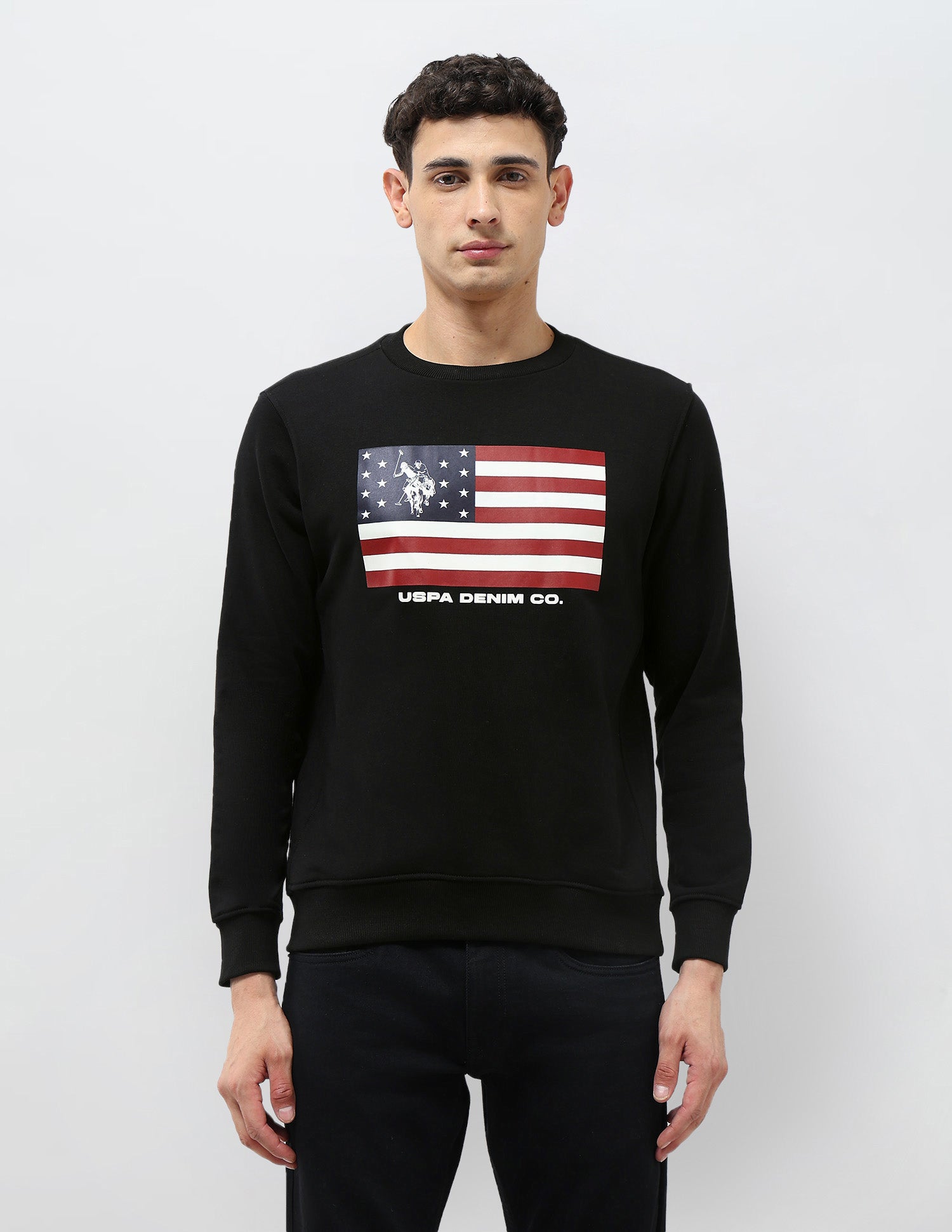 Graphic Printed Regular Fit Sweatshirt Black - U.S. POLO ASSN. | Large