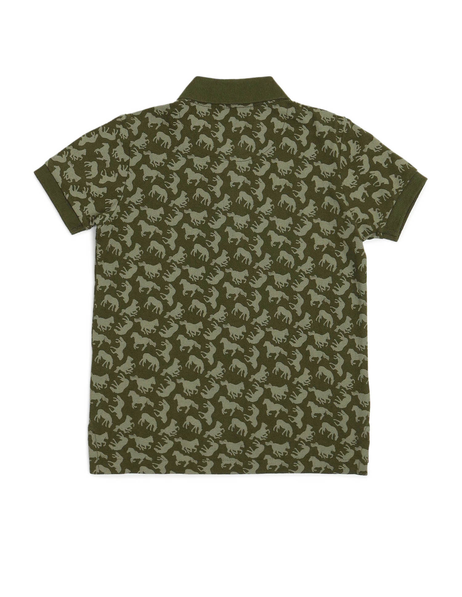 Boys All Over Printed Regular Fit Polo Shirt Olive - U.S. POLO ASSN. | Large