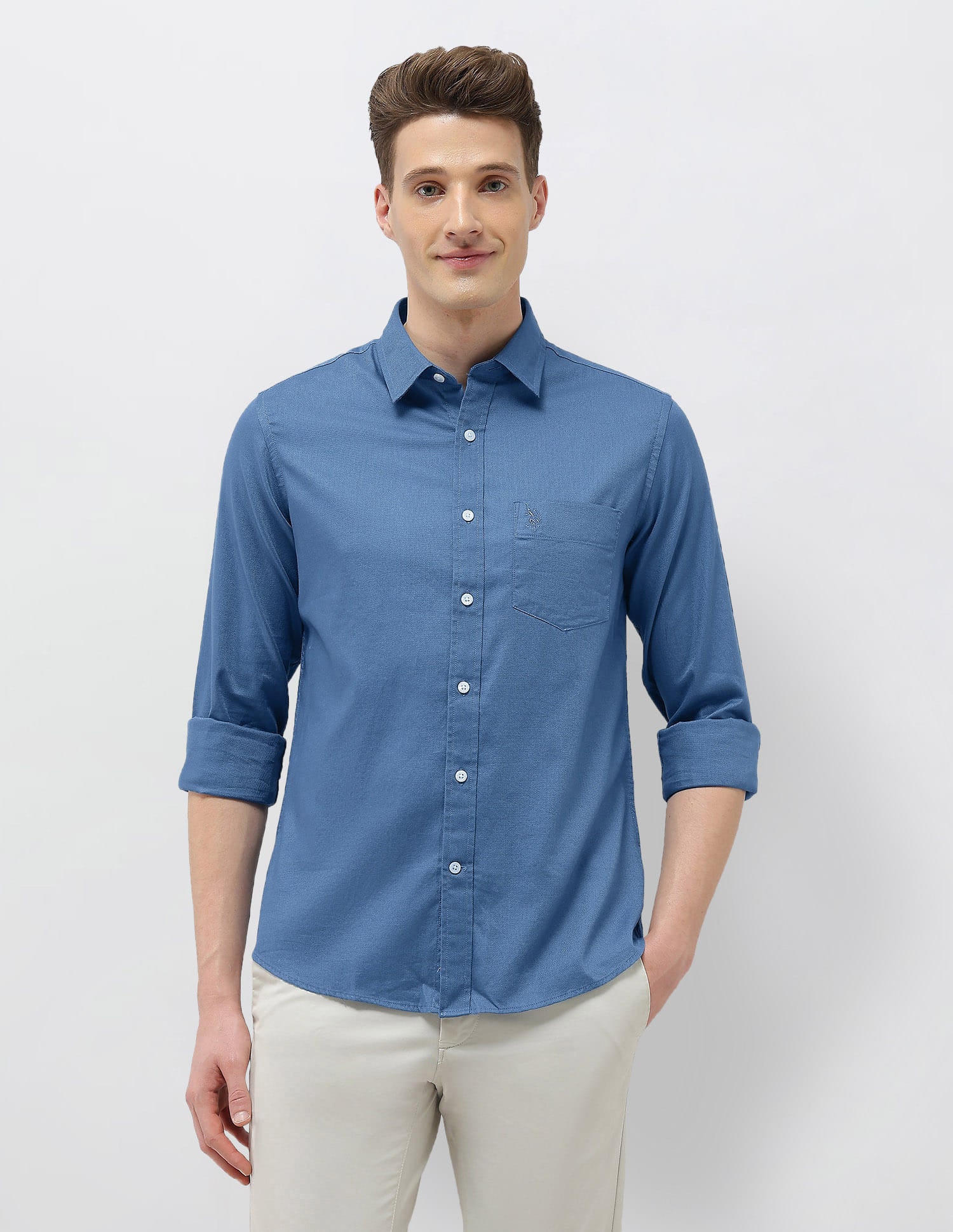 New Port Marina Dobby Shirt Teal - U.S. Polo Assn. India | Large