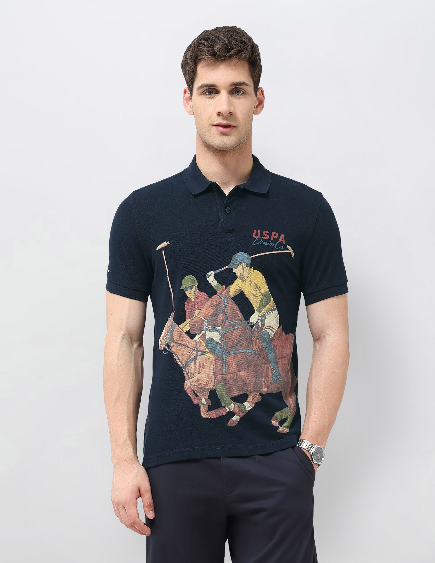 Graphic Printed Regular Fit Polo Shirt Navy - U.S. POLO ASSN. | Large